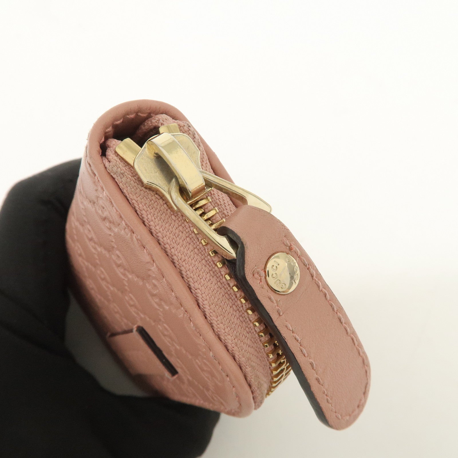 GUCCI Micro Guccissima Leather Coin Case Coin Purse Pink 449896