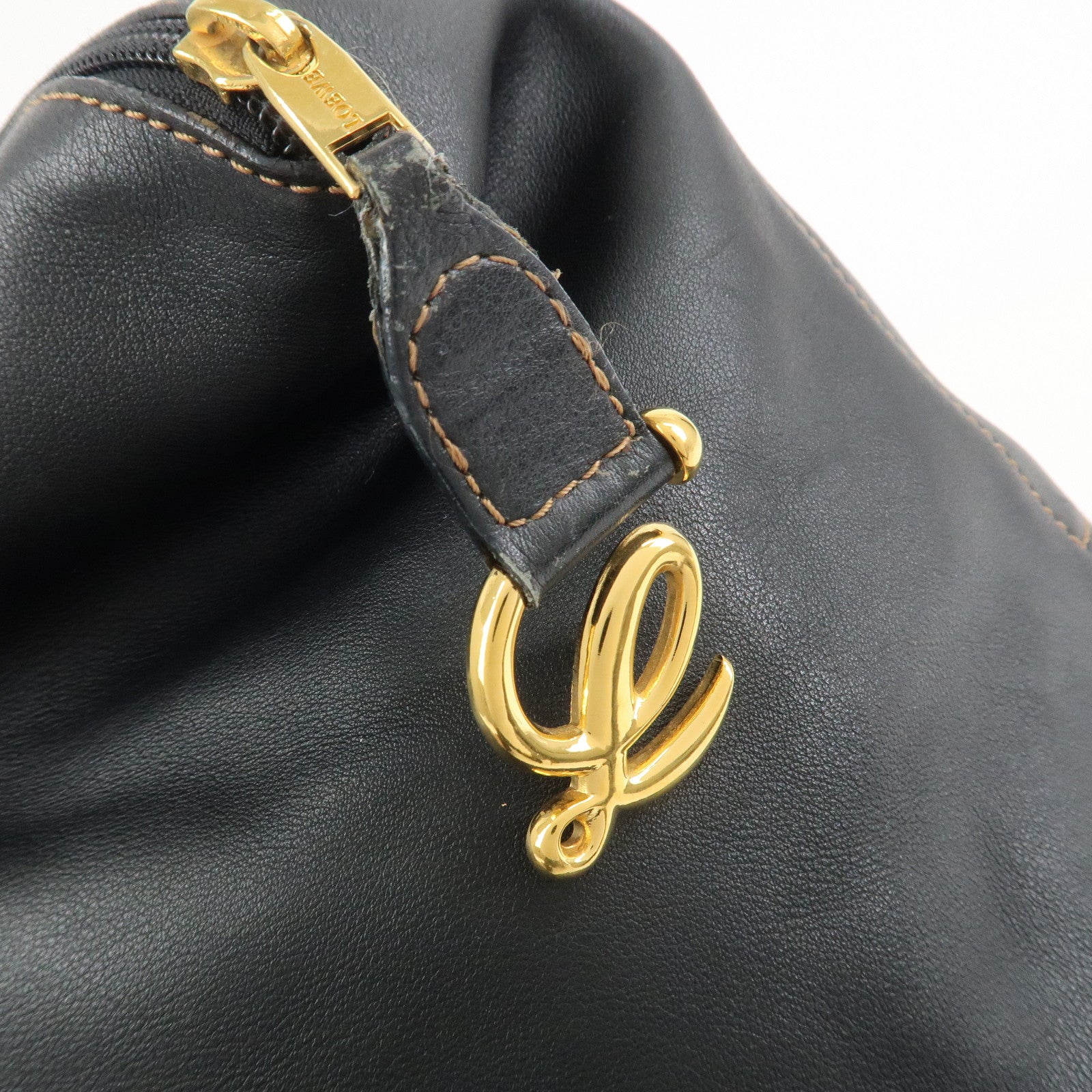 LOEWE Anton Anagram Leather Backpack Shoulder Bag Black