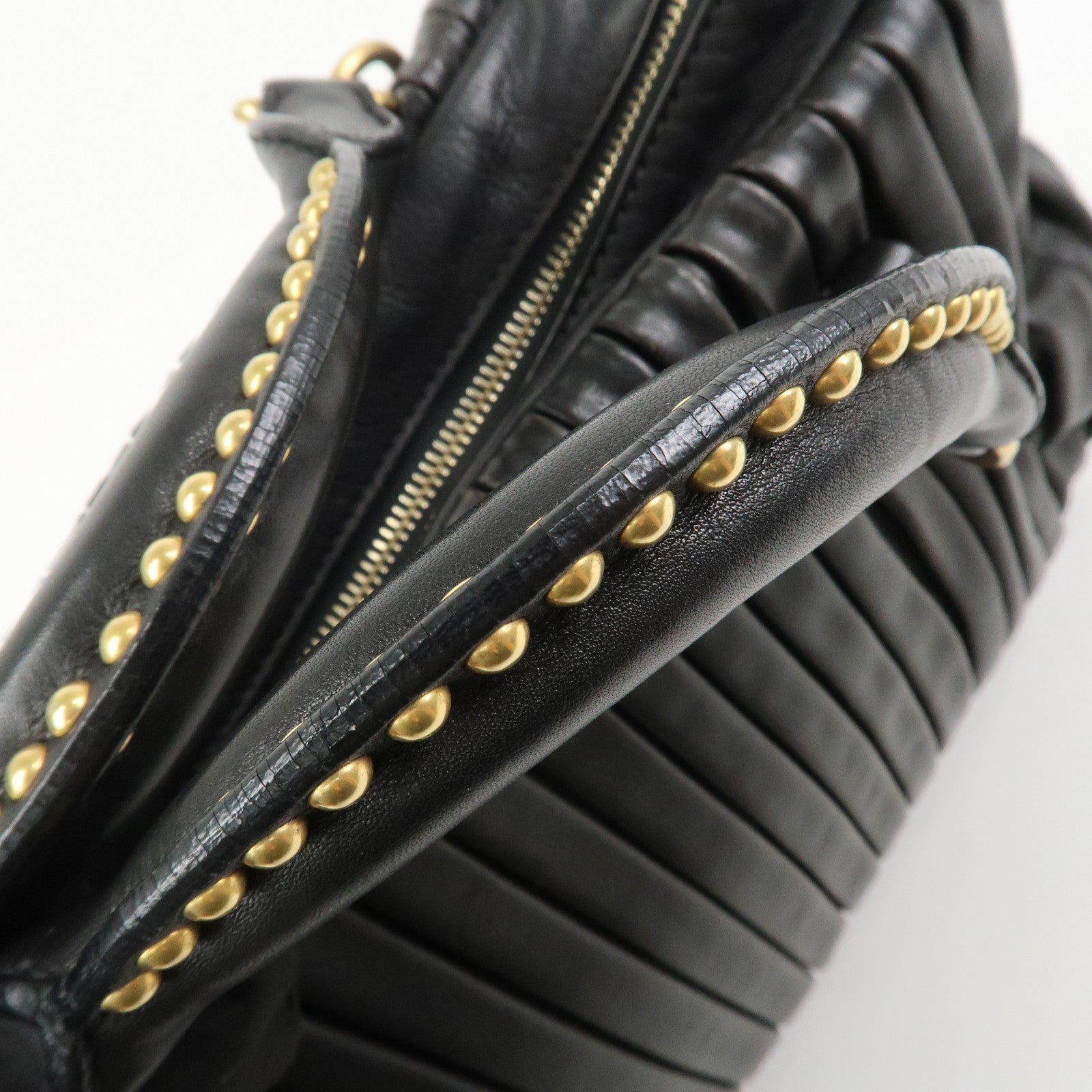 MIU MIU Leather 2Way Bag Hand Bag Shoulder Bag Black