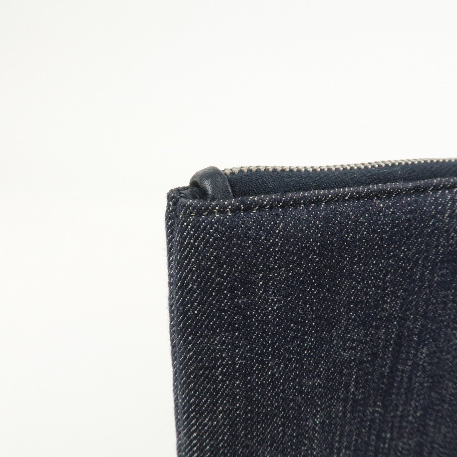 CHANEL Deauville Canvas Denim Clutch Bag Pouch Denim A80802