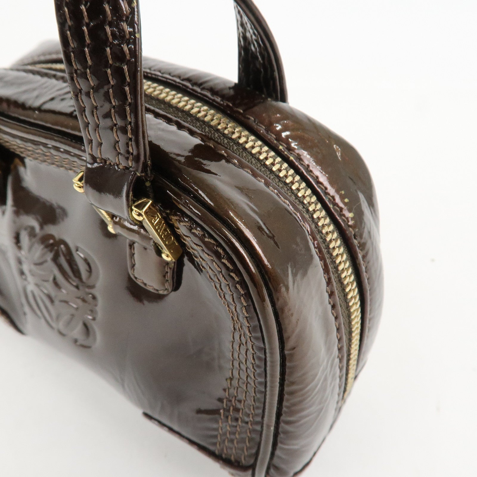 LOEWE Anagram Leather Micro Mini Amazona 2Way Shoulder Bag Brown