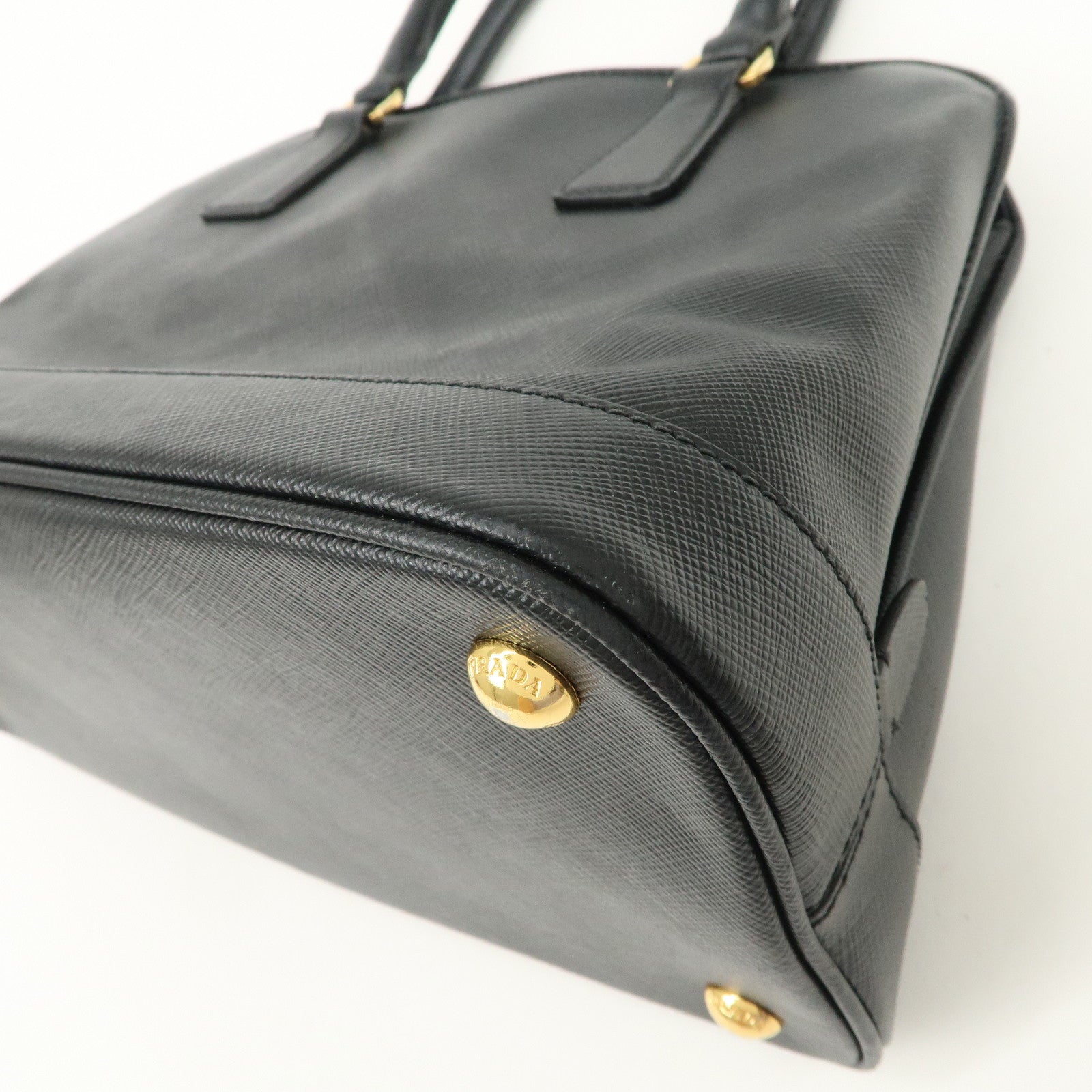 PRADA Saffiano Leather Triangle Logo 2WAY Bag Hand Bag Black BN2567