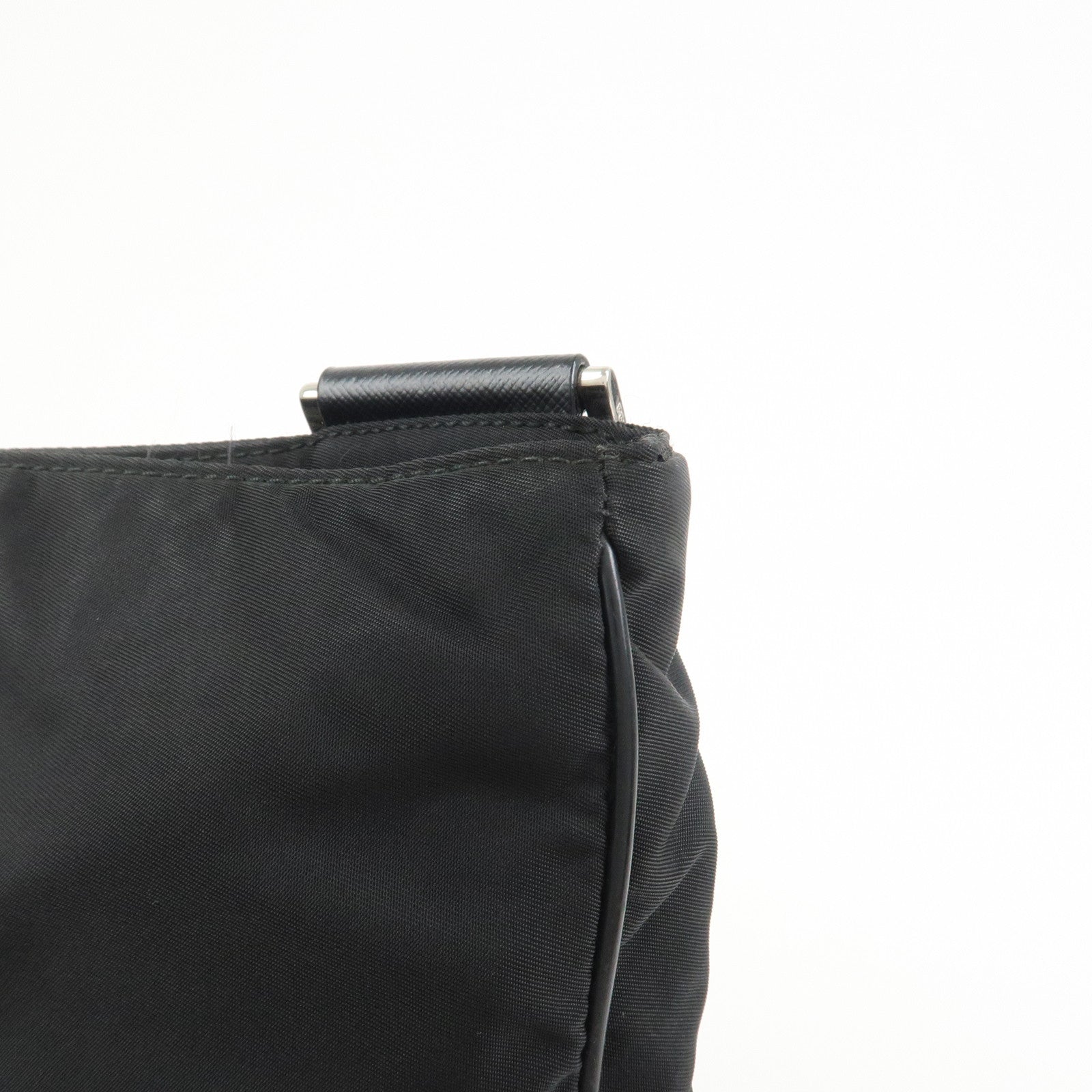 PRADA Nylon Saffiano Leather Shoulder Bag Black VA0269
