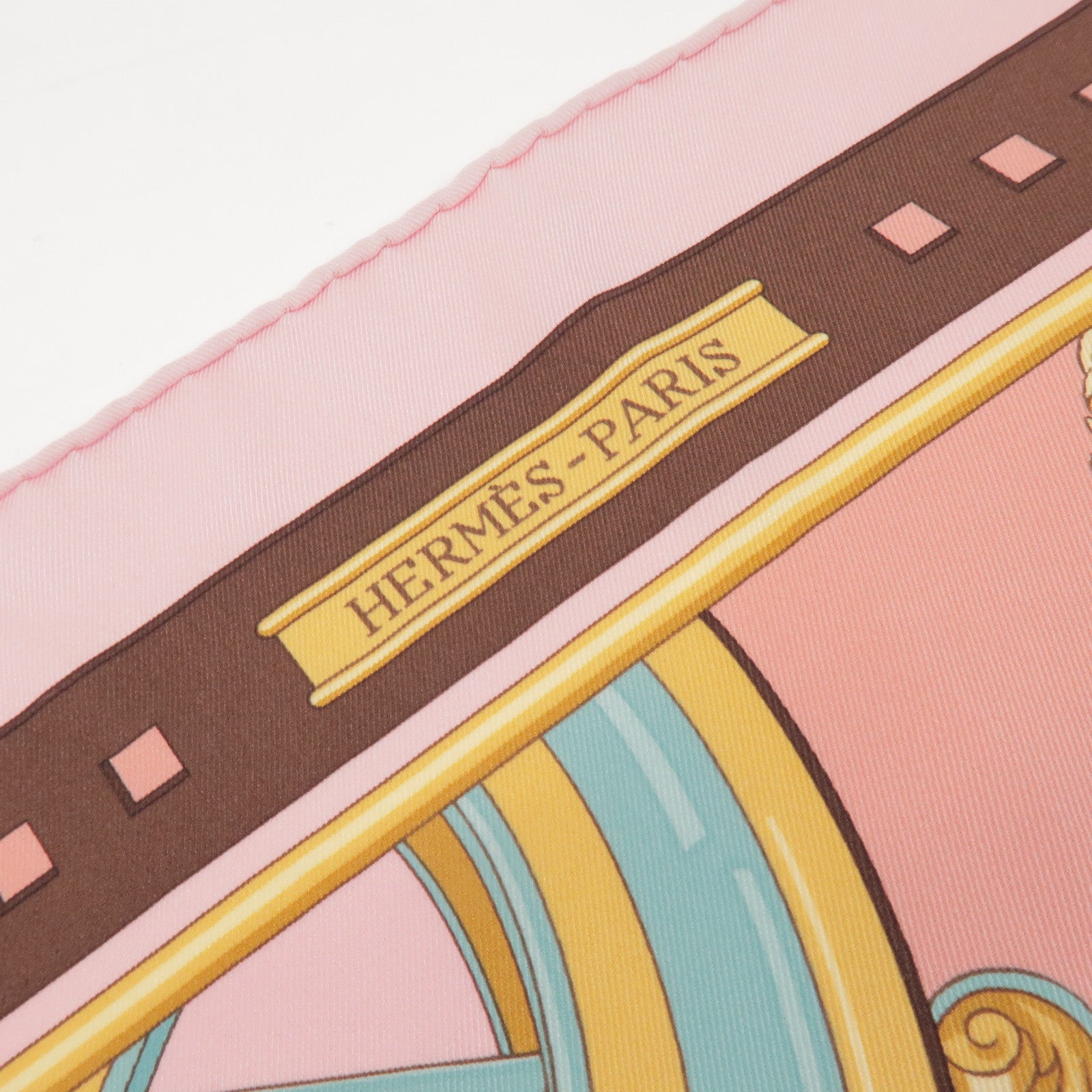 HERMES Carre 70 Silk 100% Scarf RYTHMES Pink Brown