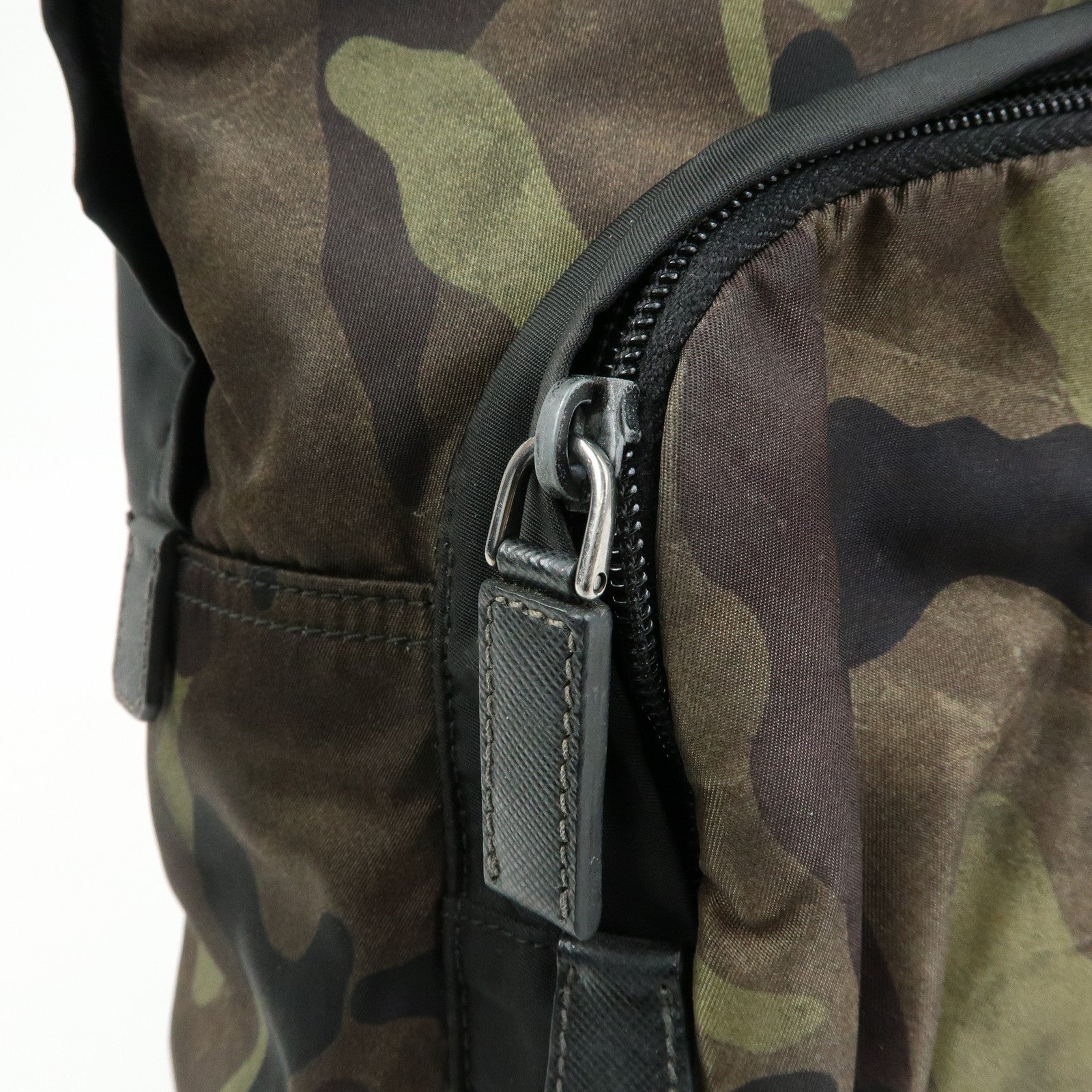 PRADA Triangle Logo Nylon Leather Backpack Camouflage VZ0066