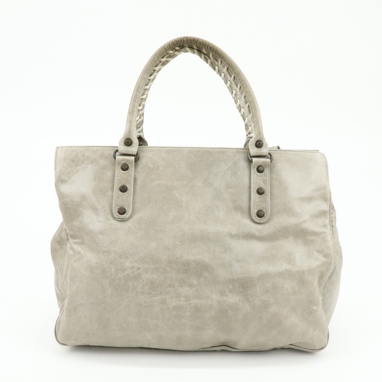 BALENCIAGA The Shopping Leather Tote Bag Shoulder Bag Gray