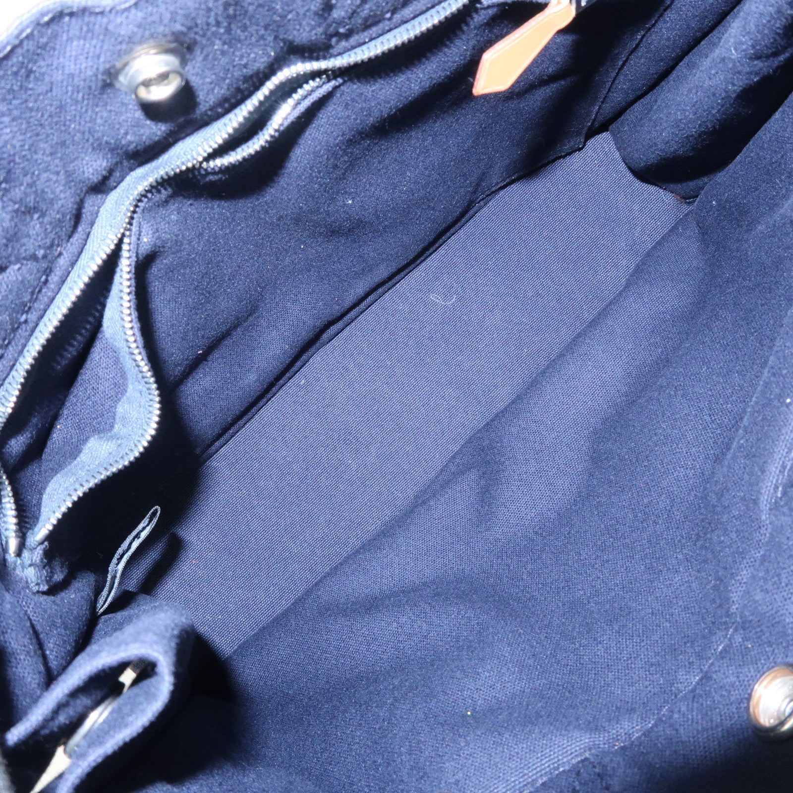 HERMES Deauville PM Cotton Tote Bag Hand Bag Navy