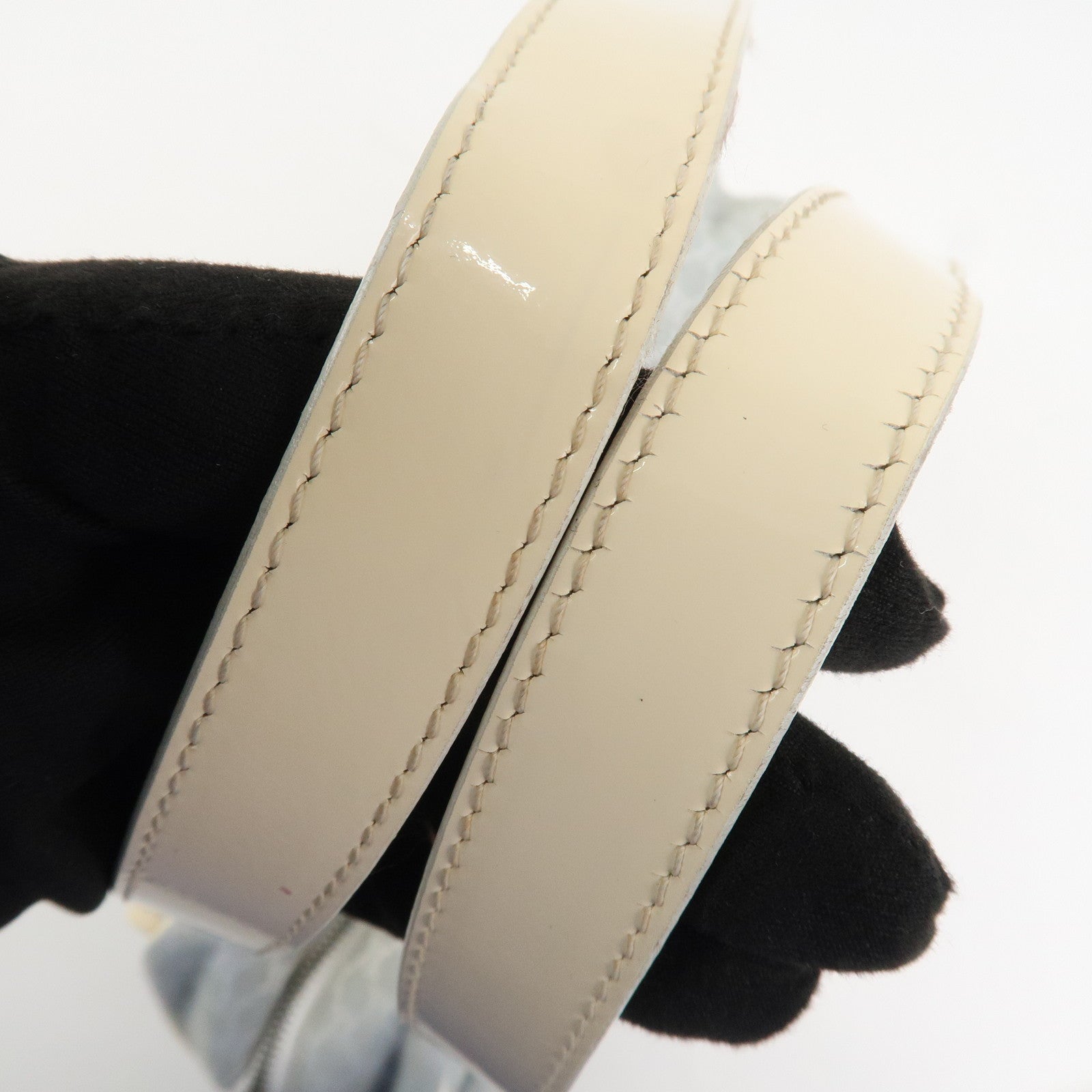 CELINE Macadam Canvas Leather Shoulder Bag Hand Bag Blue Ivory