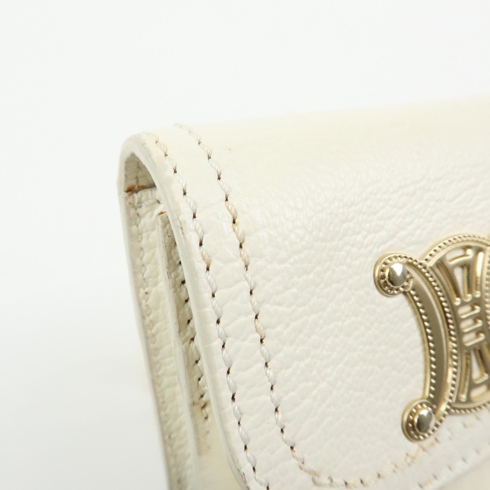 CELINE Triomphe Leather Lapin Fur Shoulder Bag Crossbody Bag Ivory