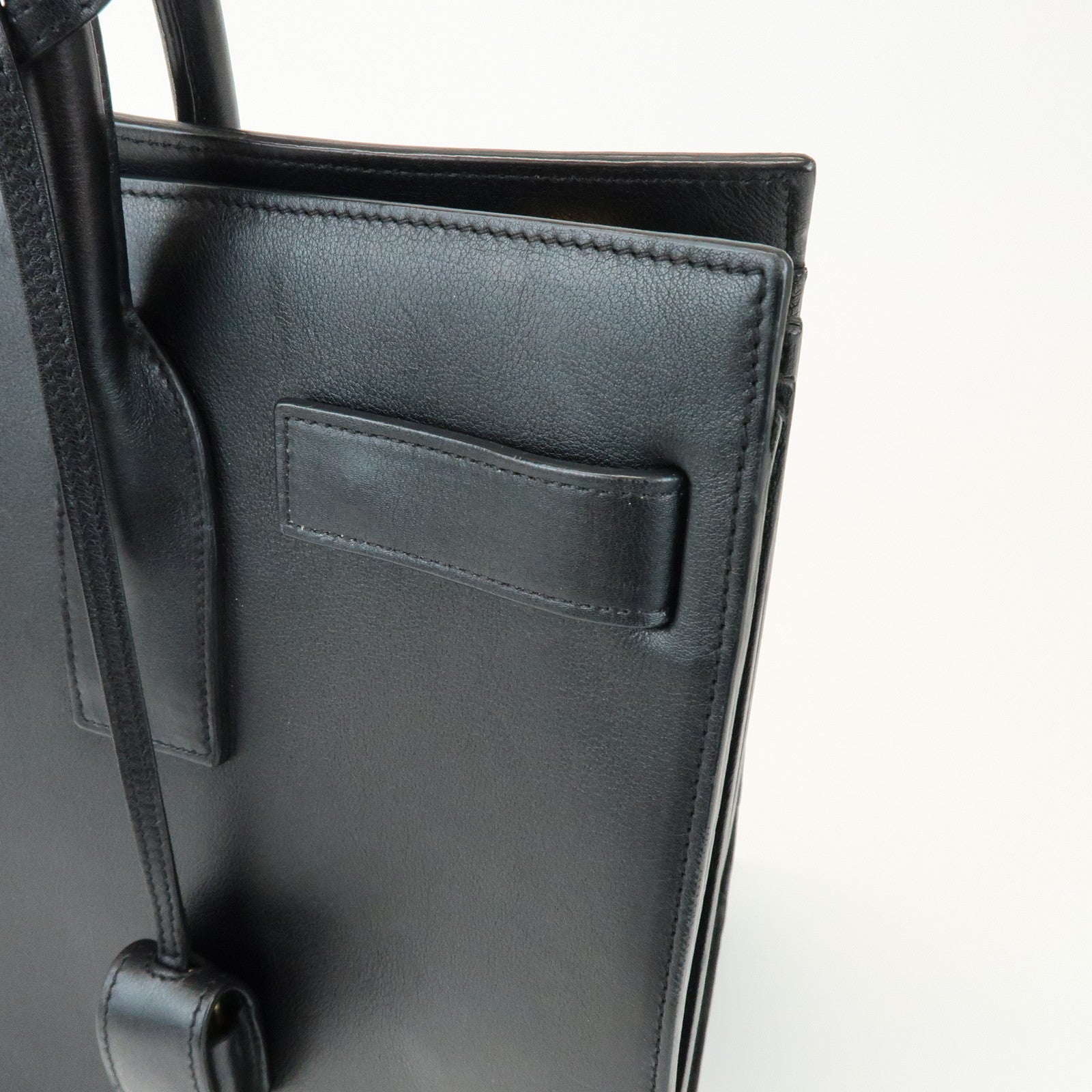 SAINT LAURENT Sac de Jour Logo Leather Tote Bag Hand Bag Black