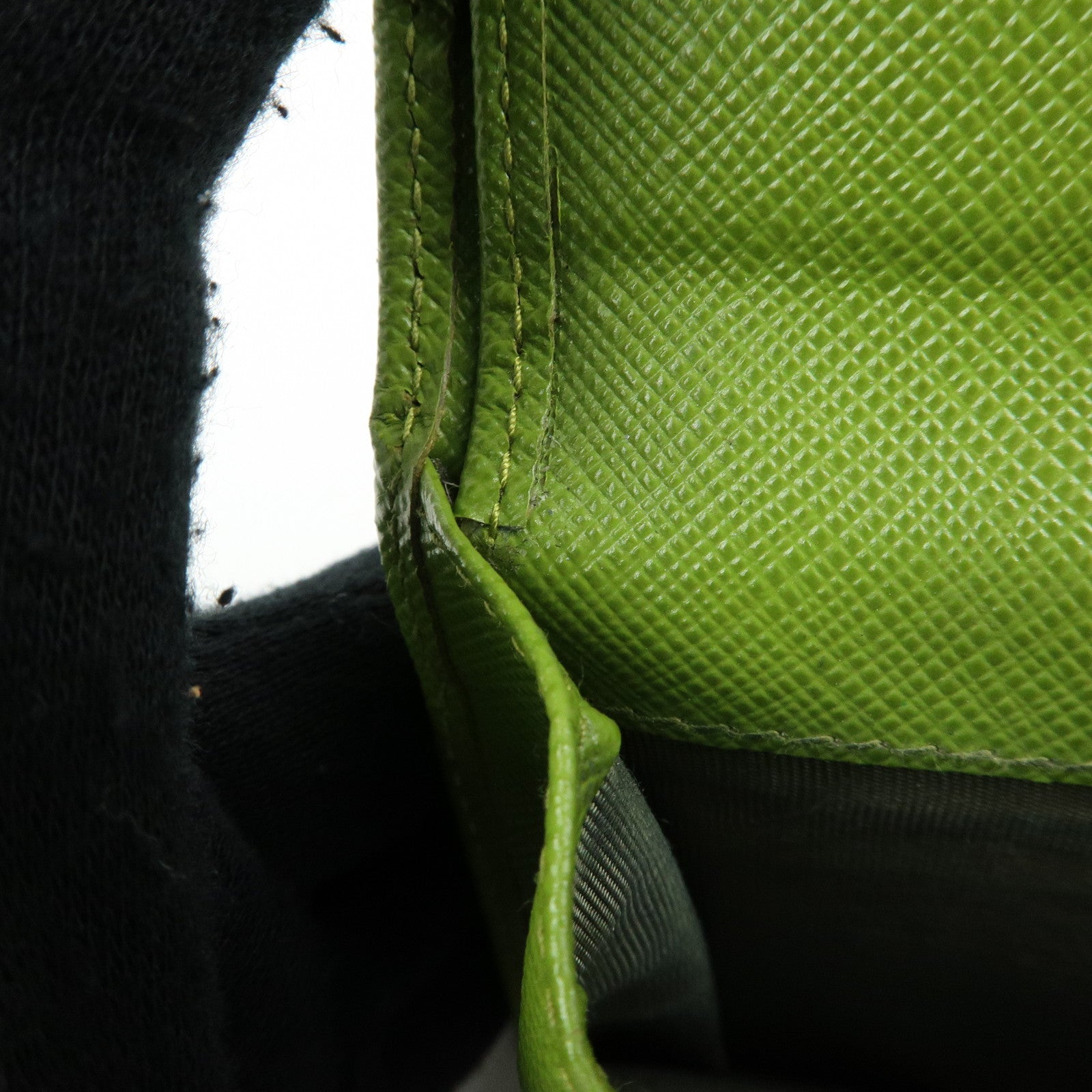 PRADA Triangle Logo Saffiano Leather Compact Wallet Light Green