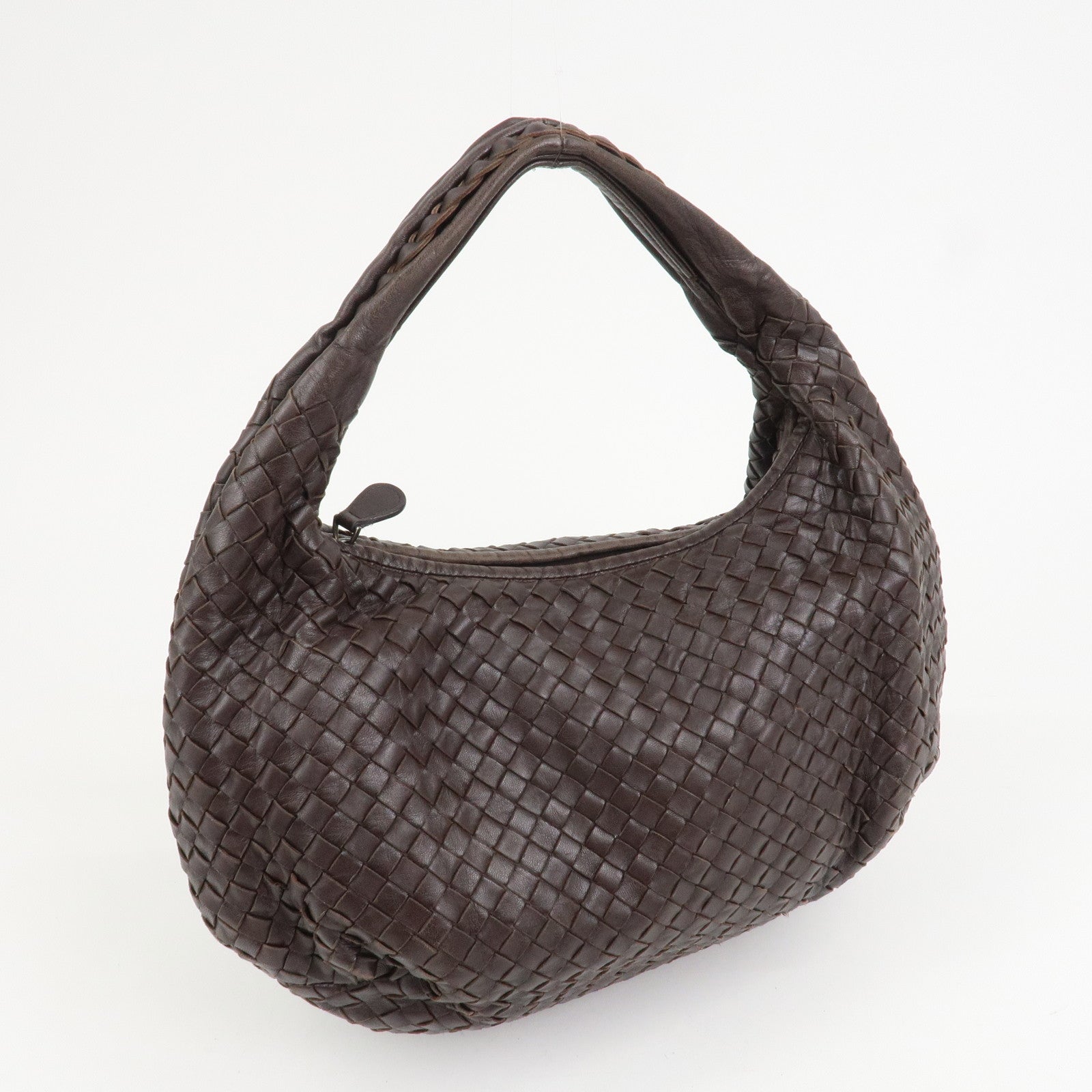 BOTTEGA VENETA Intrecciato Leather Hobo Shoulder Bag Brown 232499