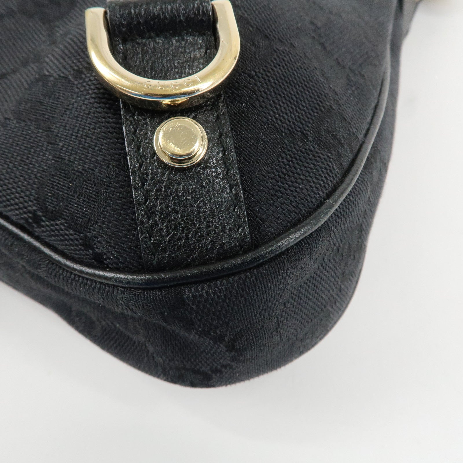 GUCCI Abbey GG Canvas Leather Shoulder Bag Black 130738 Used