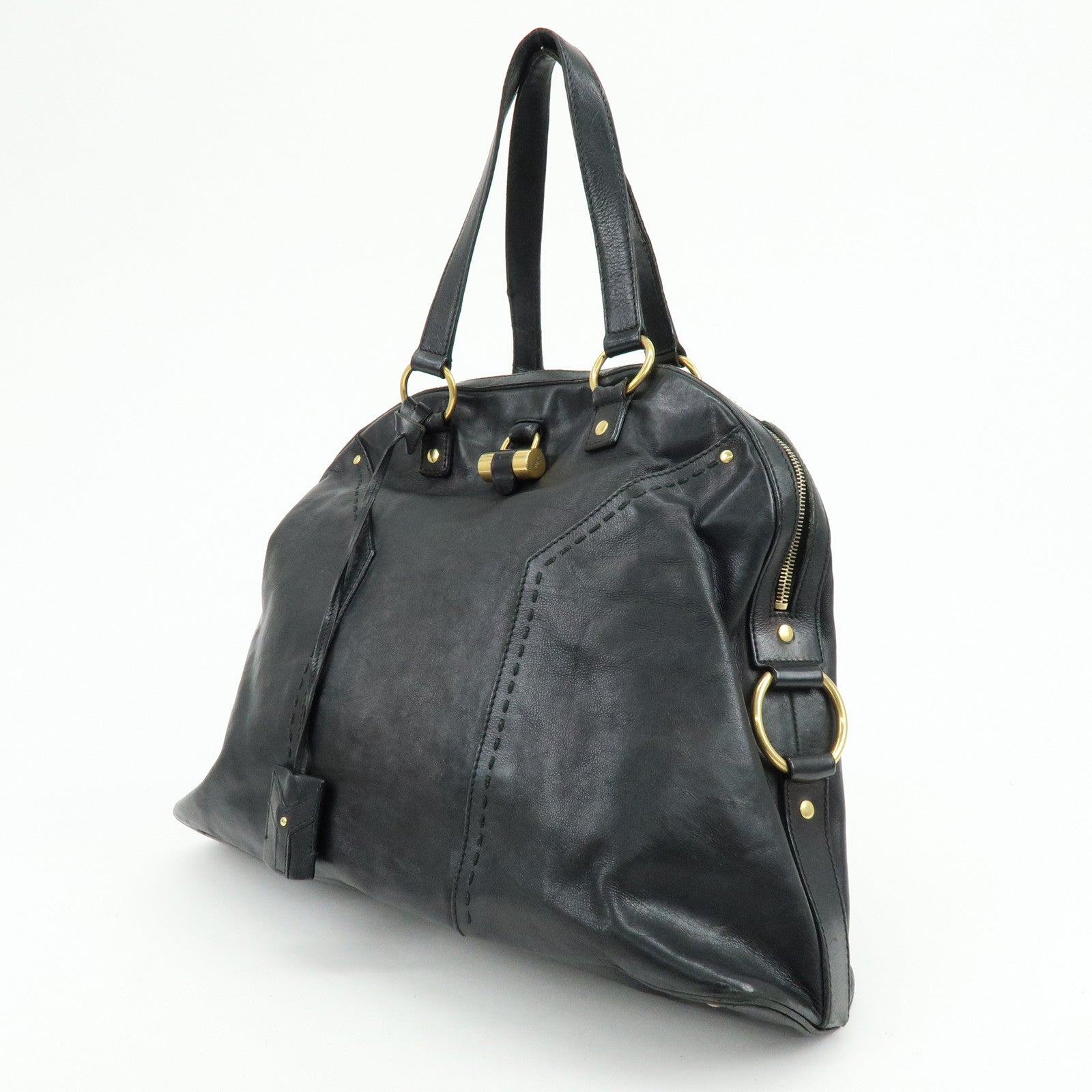 SAINT LAURENT PARIS MUSE Leather Hand Bag Shoulder Bag Black 153959