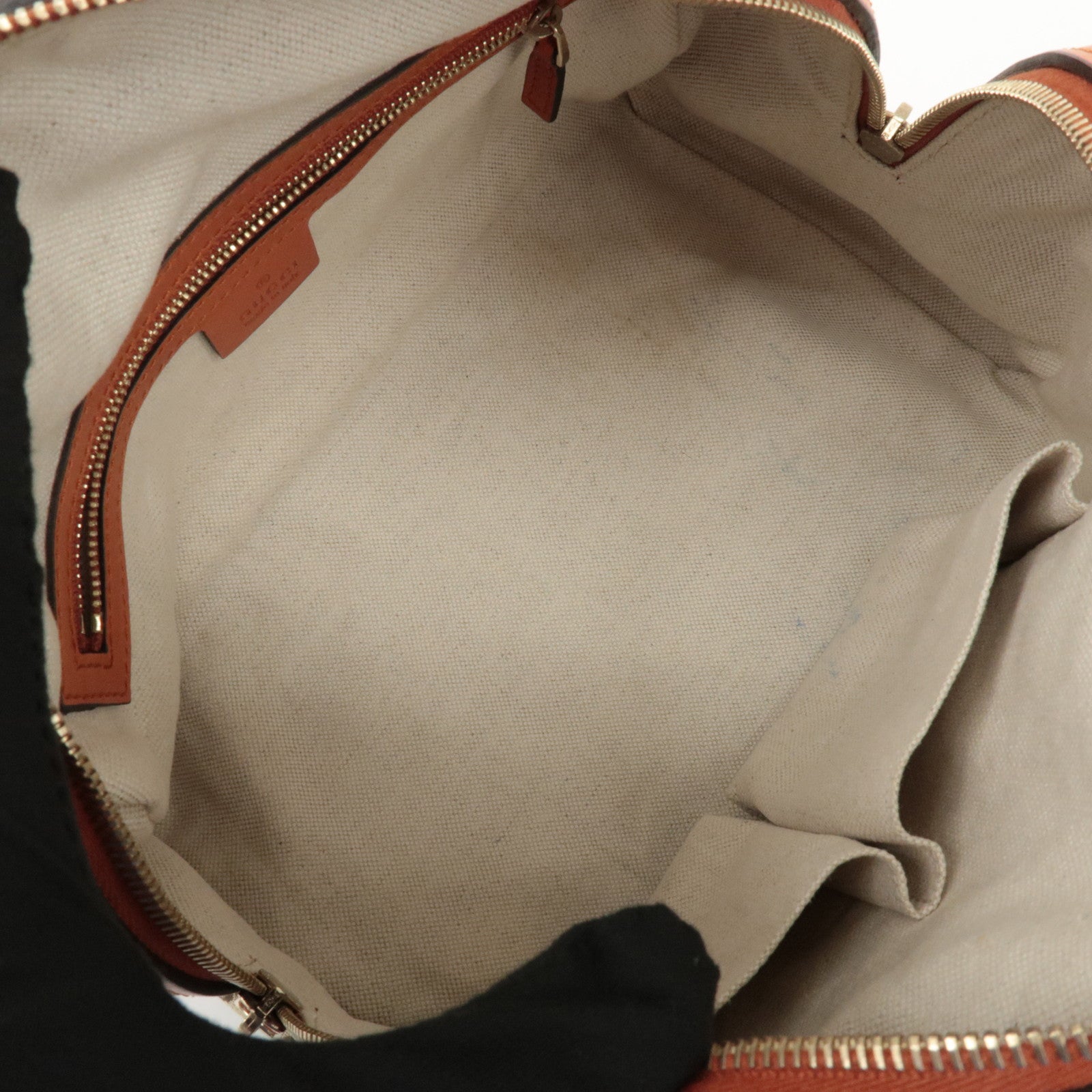 GUCCI GG Canvas Leather 2Way Mini Boston Bag Orange Beige 269876 Used