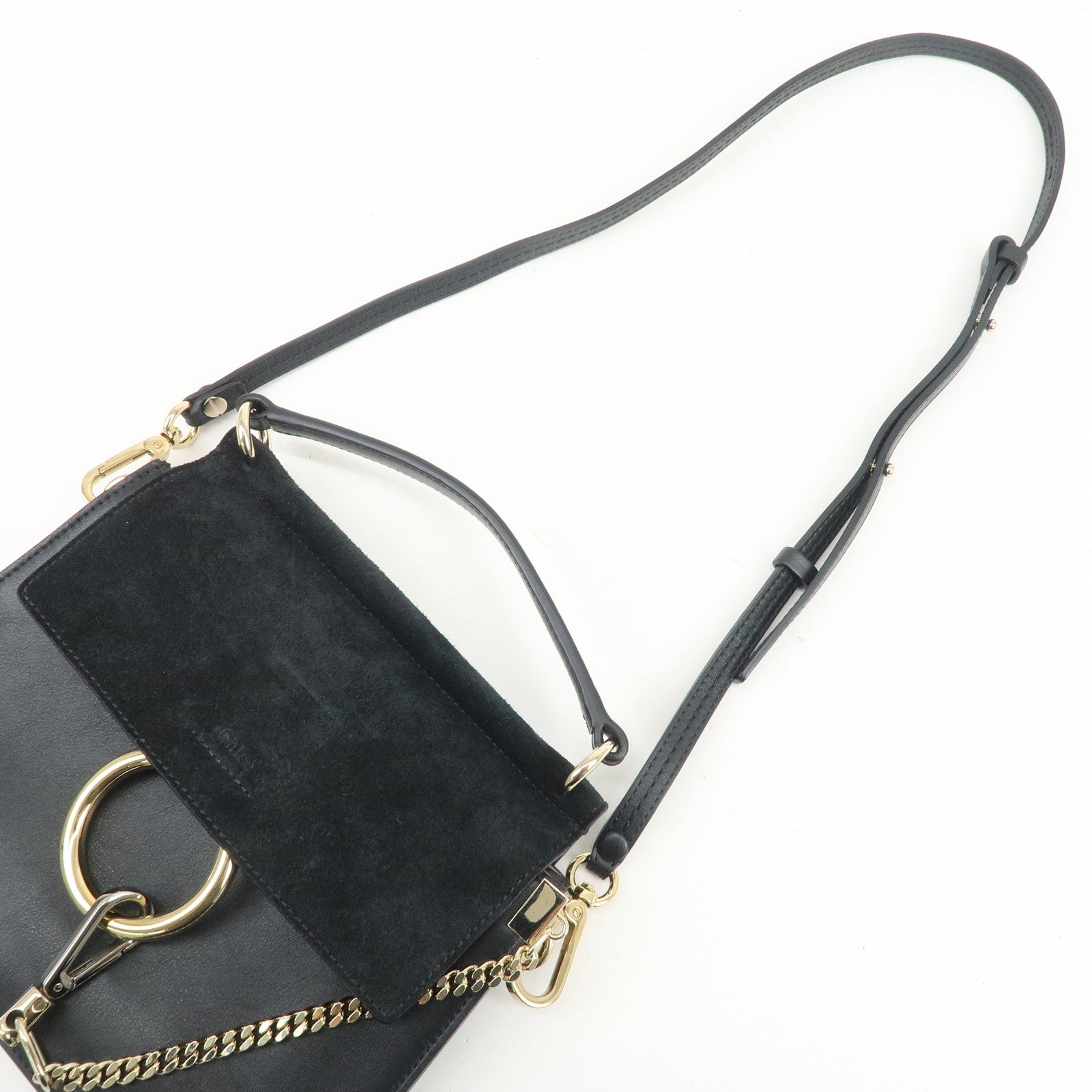 Chloe Faye Suede Leather 2Way Bag Hand Bag Shoulder Bag Black