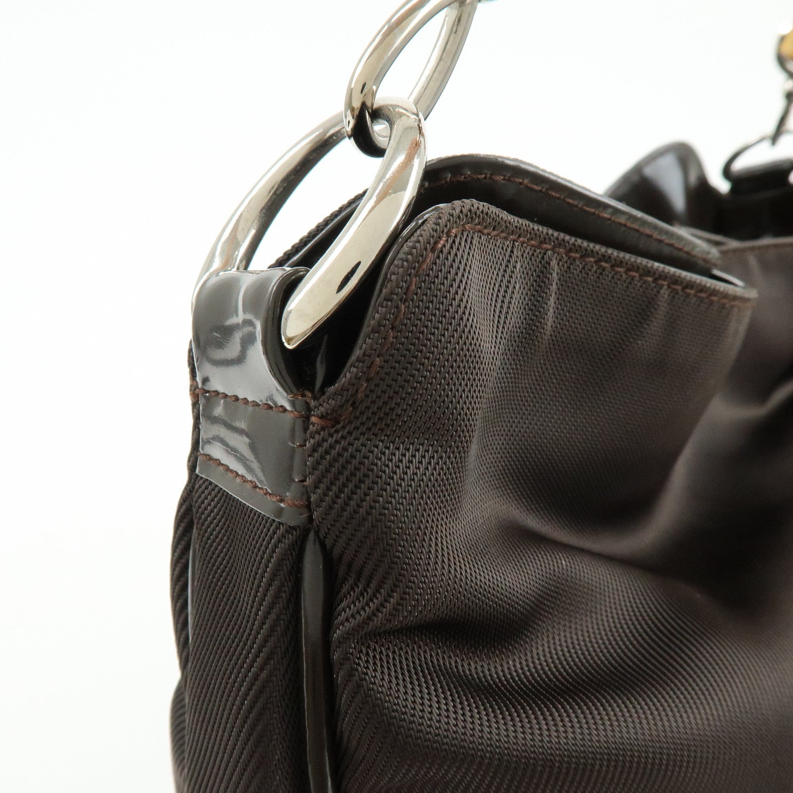 GUCCI Bamboo Nylon Leather 2Way Bag Hand Bag Shoulder Bag 001・2852