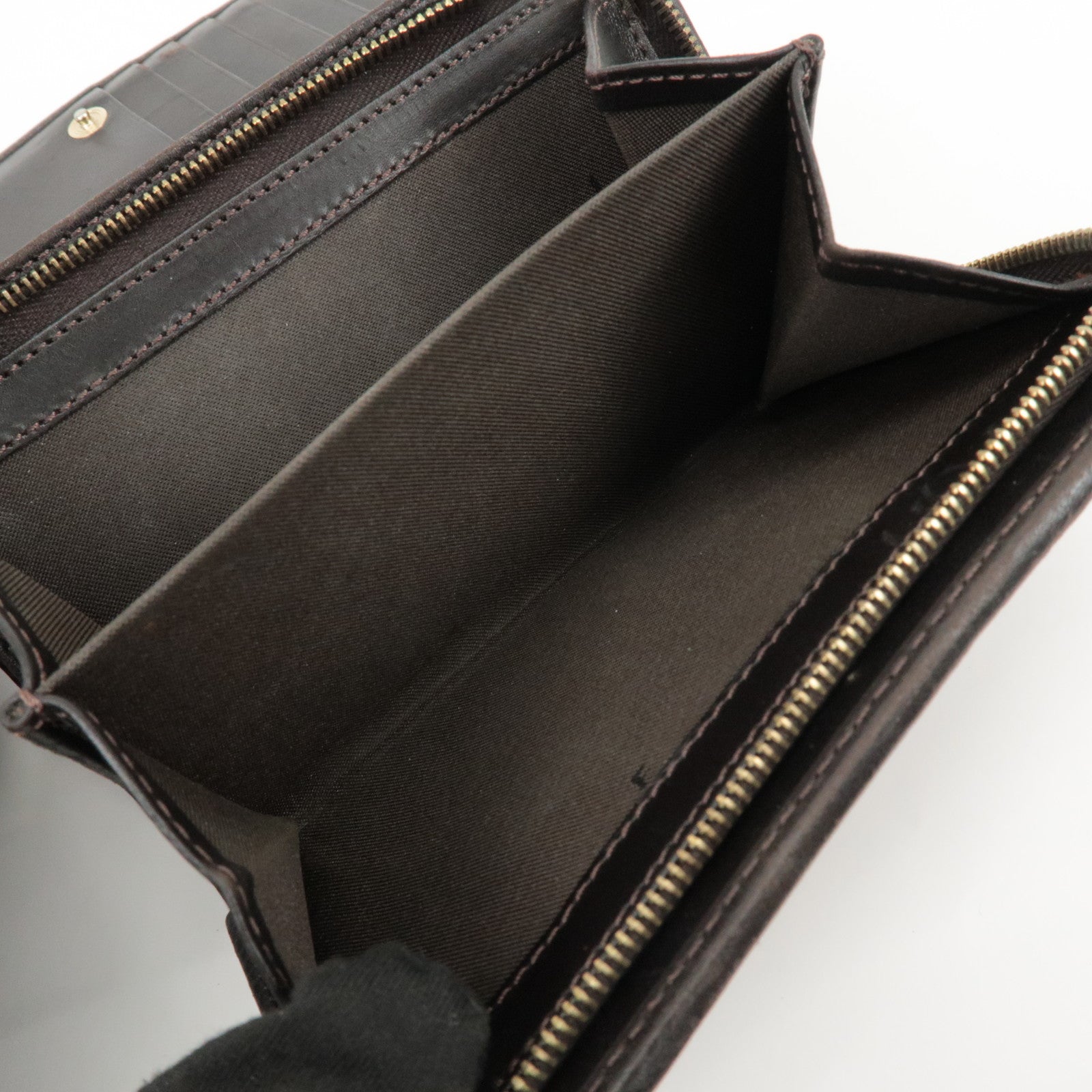 FENDI Zucca Set of 2 Canvas Leather Wallet Brown Black 8M0029 2270 Used