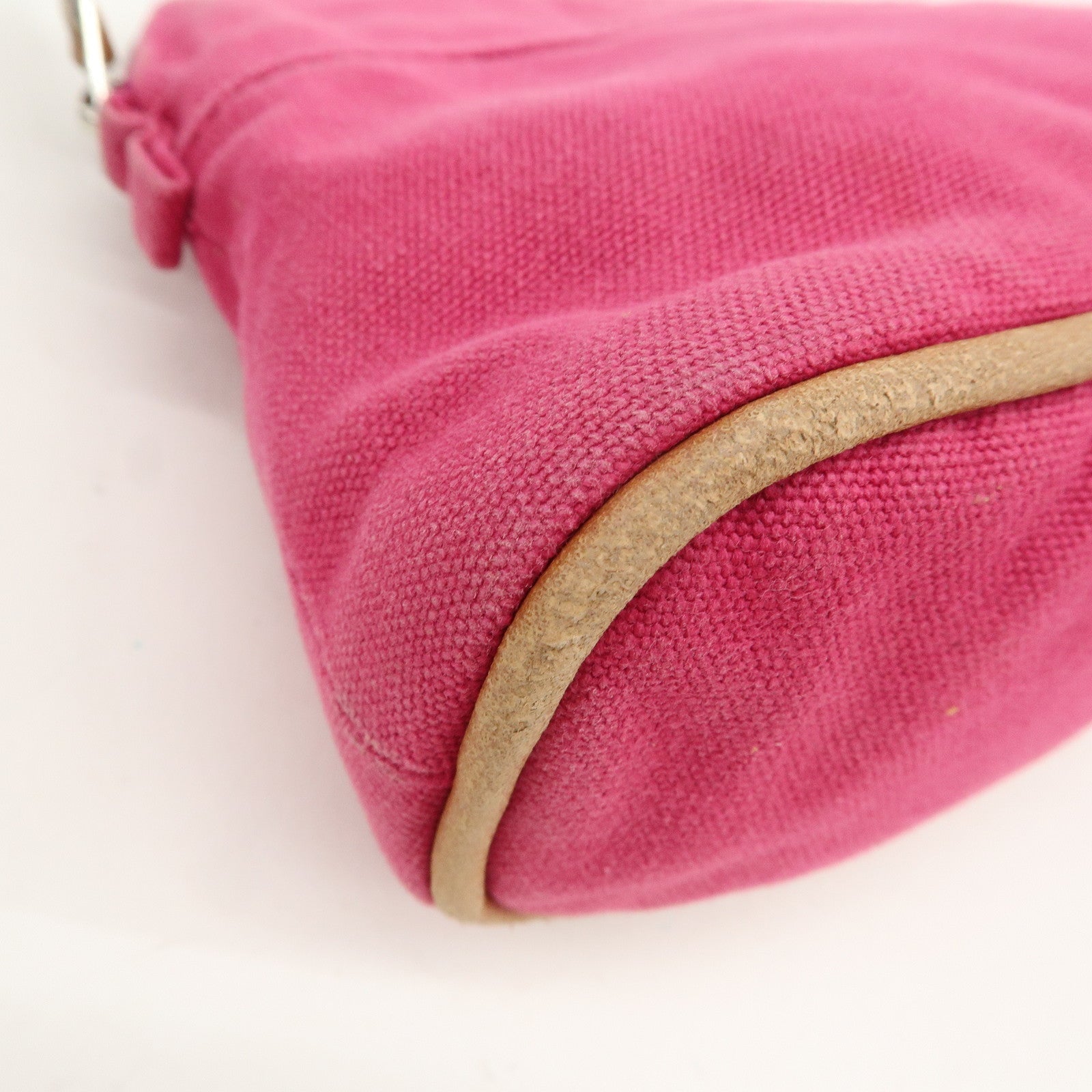 HERMES Canvas Leather Bolide Set of 3 Pouch Yellow Pink Gray