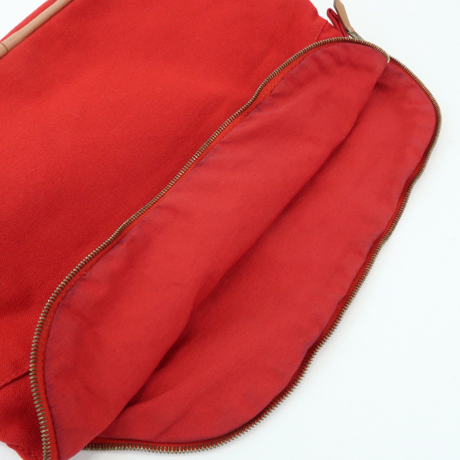 HERMES Cotton Canvas Bolide Pouch GM Cosmetic Pouch Red