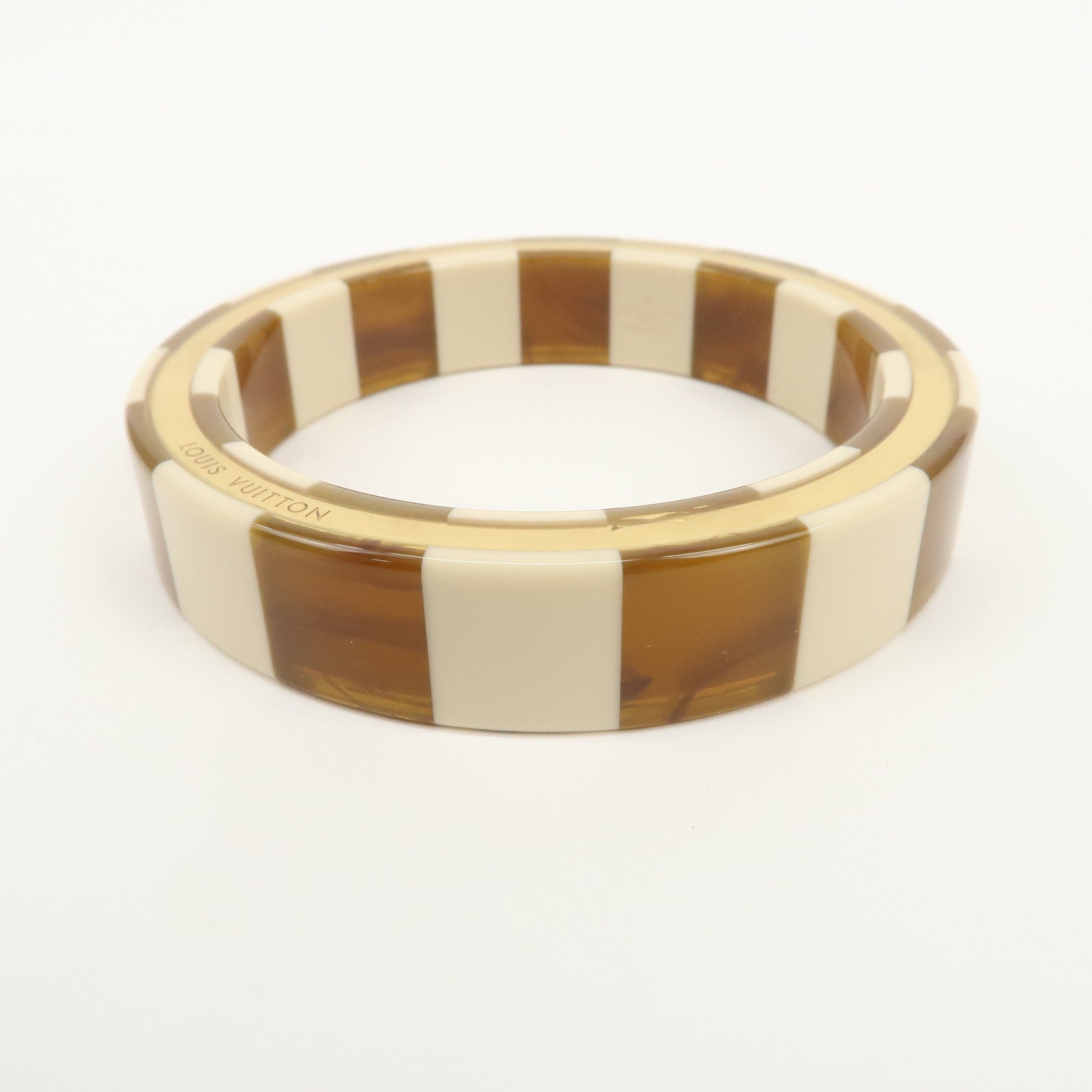Louis Vuitton Plastic Bracelet Bangle Ivory Gold MP1418