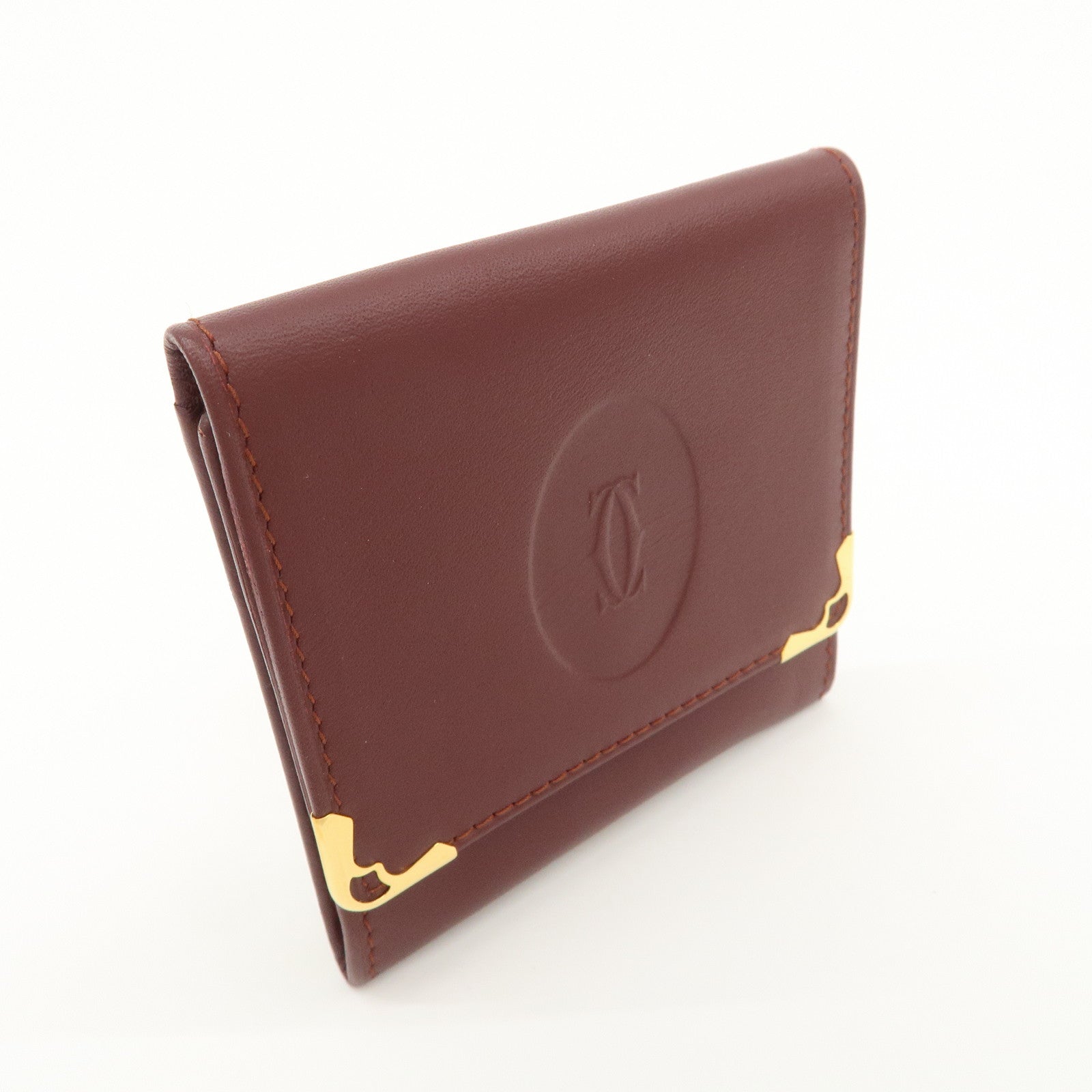 Cartier Must Line Leather Coin Case Bordeaux