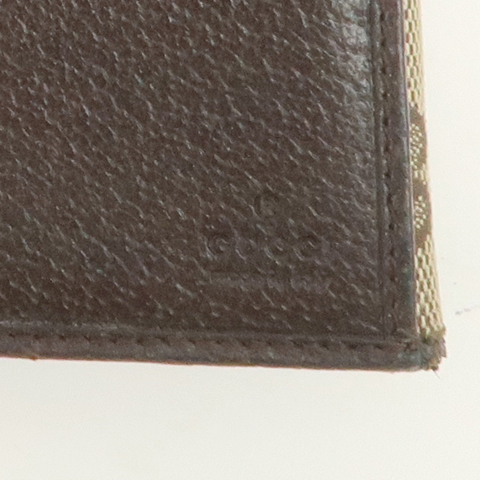 GUCCI GG Canvas Leather Bi-fold Long Wallet Dark Brown 112715 Used