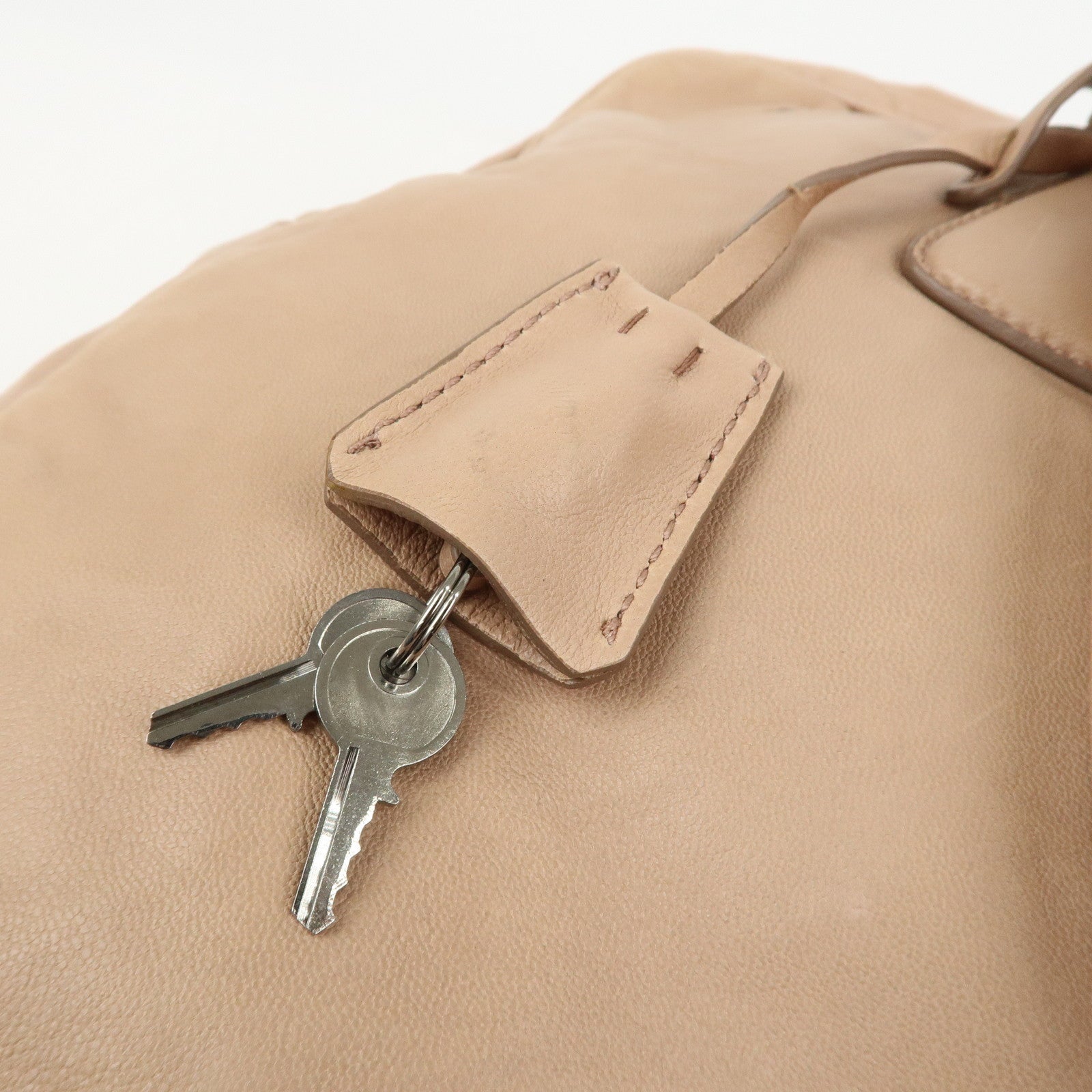 PRADA Logo Leather Hand Bag Shoulder Bag Pink Beige BL094F