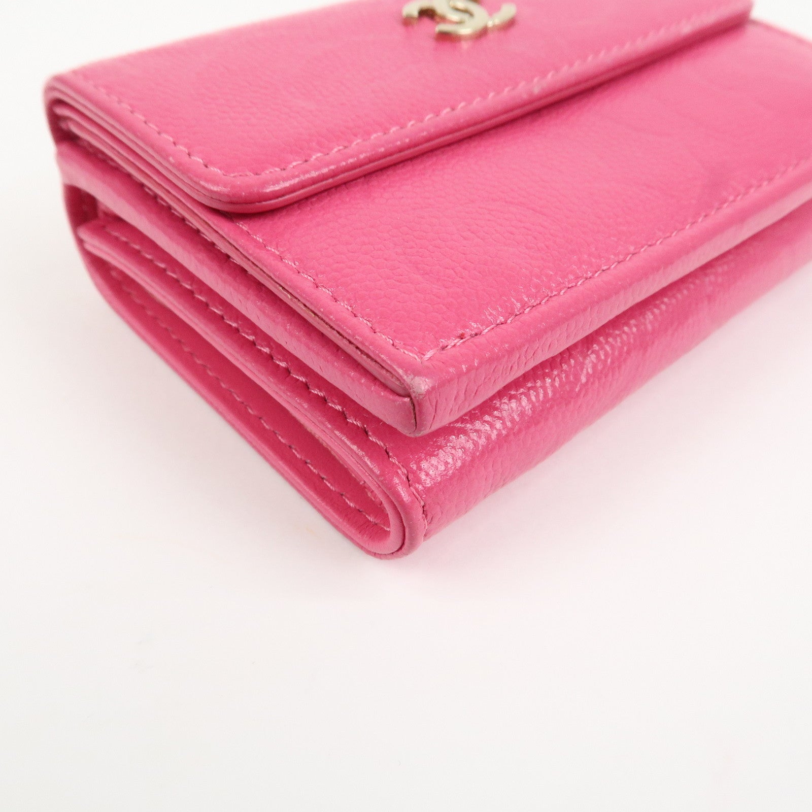 CHANEL COCO Mark Camellia Tri-fold Compact Wallet Pink AP0116