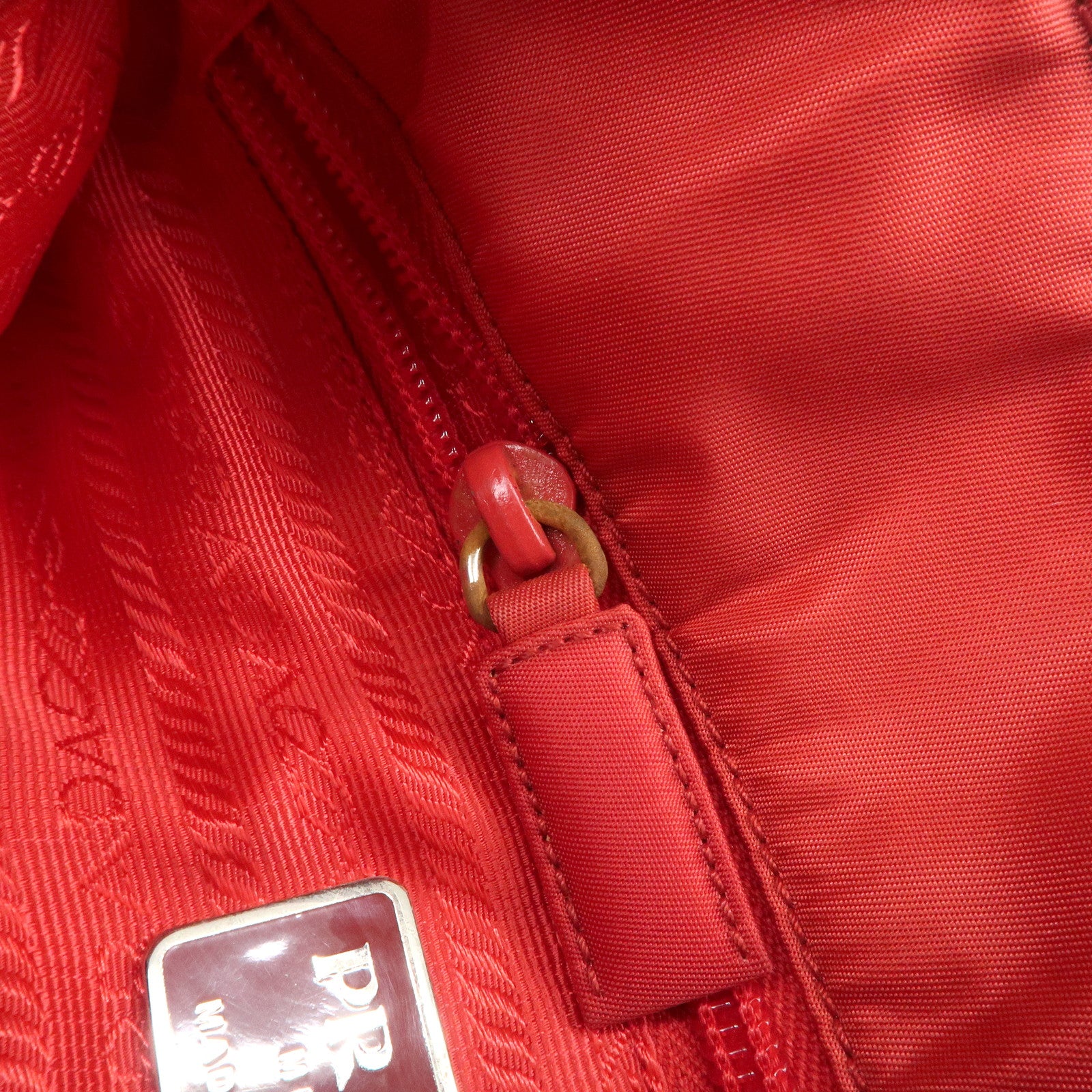 PRADA Nylon Patent Leather Shoulder Bag Red B8844