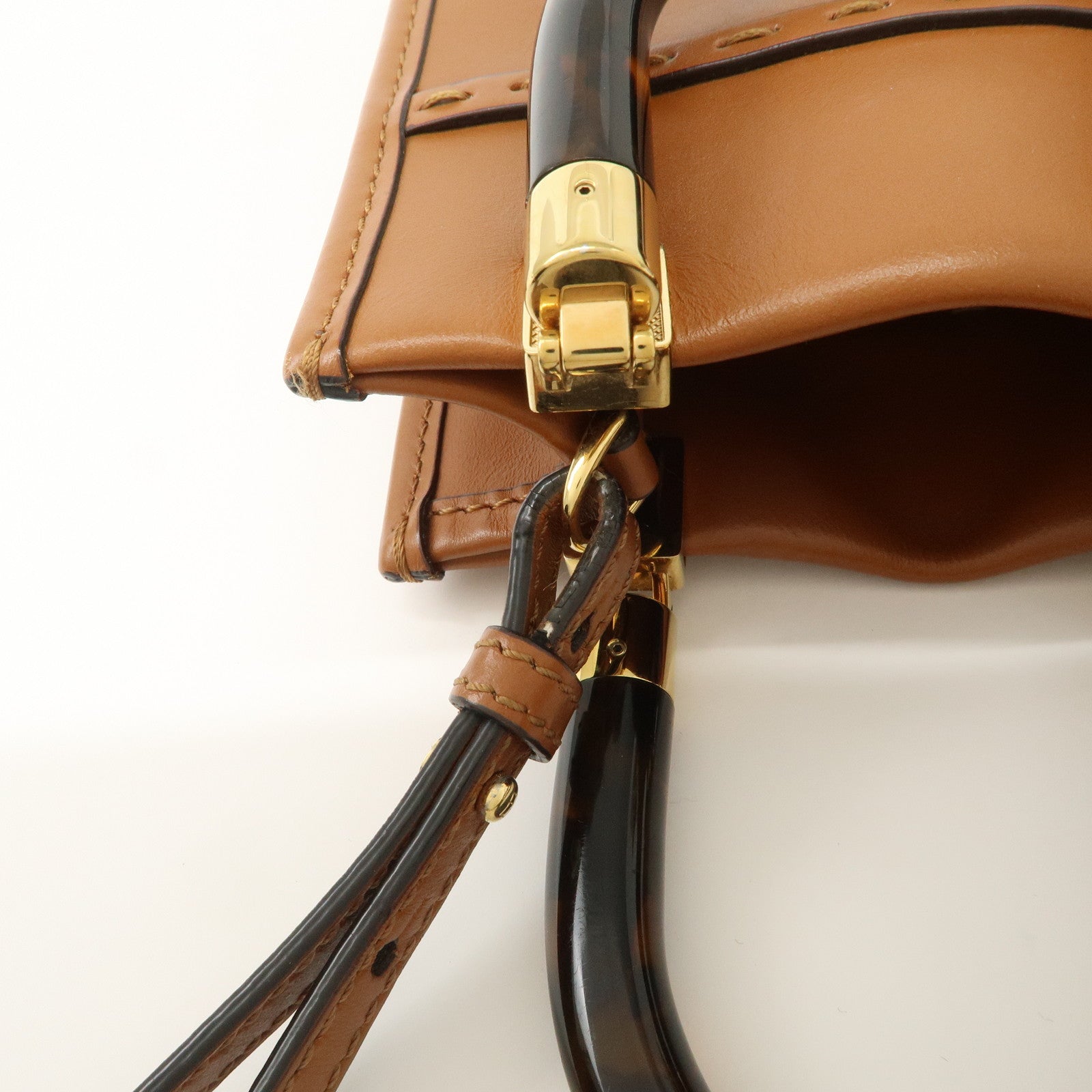 FENDI Sunshine Leather Shopper Small 2Way Bag Shoulder Bag 8BS051 Used