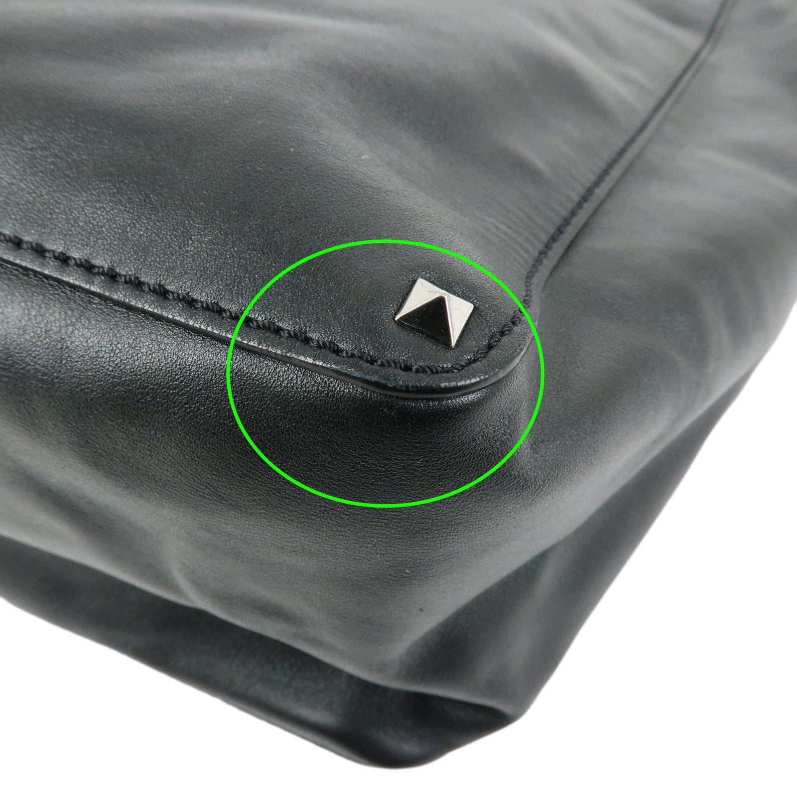 VALENTINO Studs Leather 2Way Bag Shoulder Bag Hand Bag Black