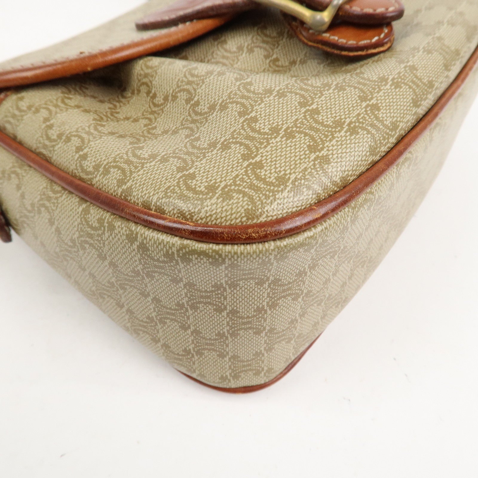 CELINE Macadam PVC Leather Shoulder Bag Beige Brown Gold HDW