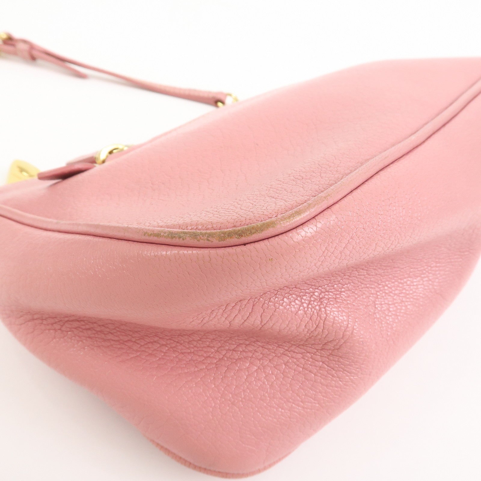 MIU MIU Logo Leather 2Way Bag Hand Bag Shoulder Bag Pink