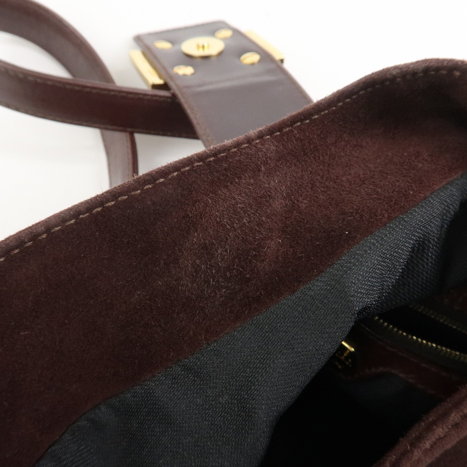 FENDI Suede Leather Shoulder Bag Hand Bag Brown 26327