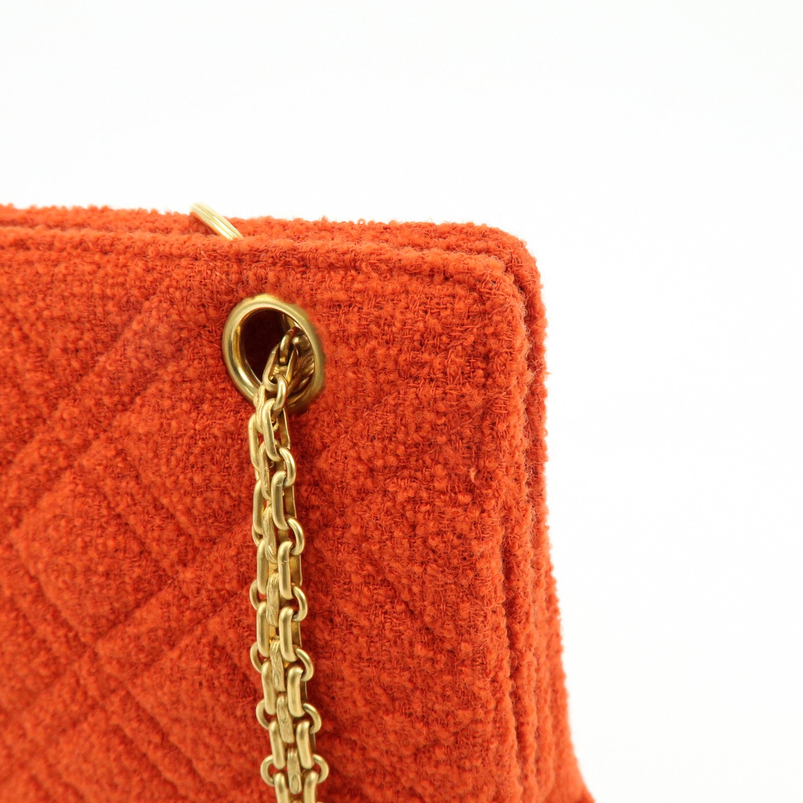 CHANEL COCO Mark Tweed Chain Shoulder Bag Hand Bag Red