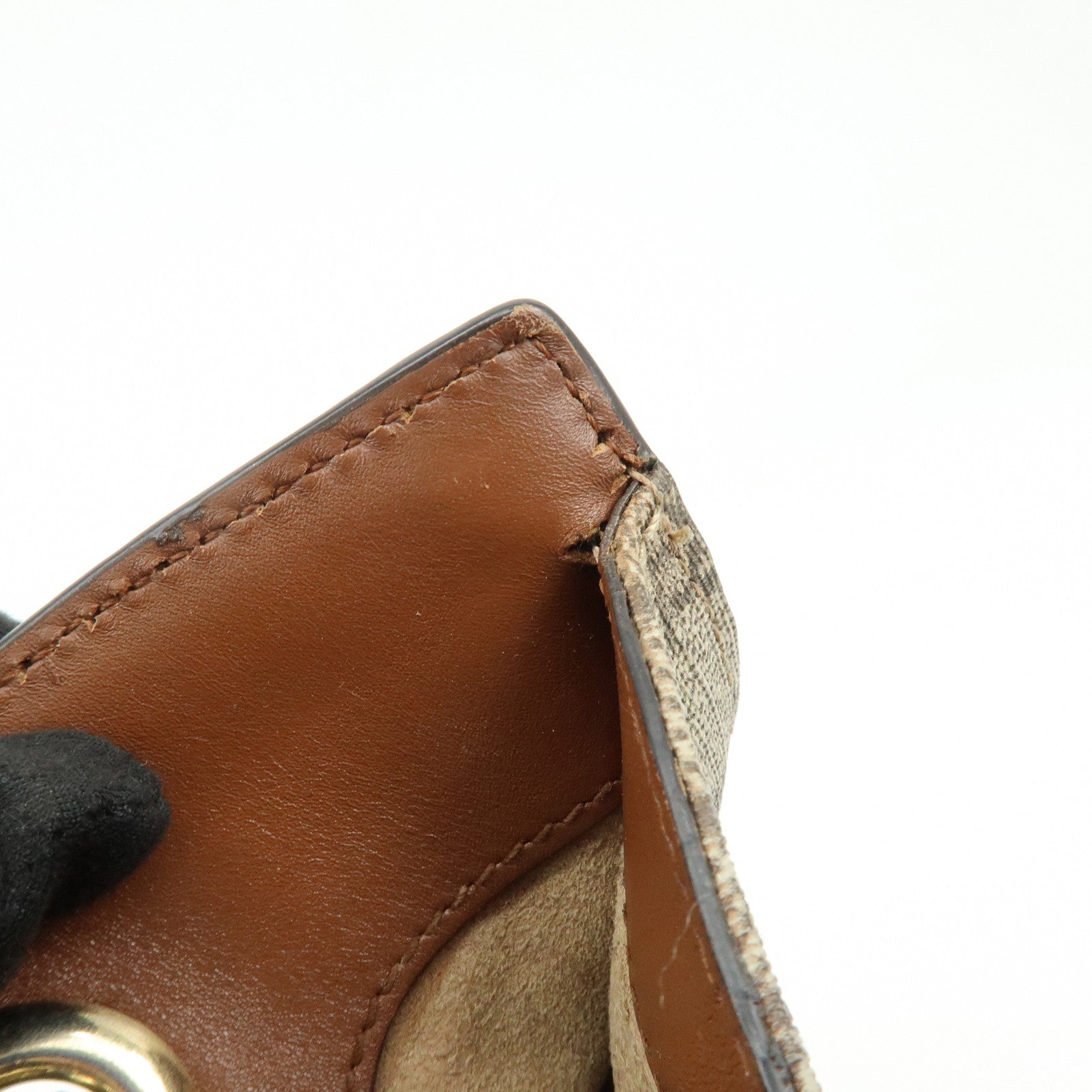 GUCCI GG Supreme PVC Leather Chain Shoulder Bag Beige Brown 479197