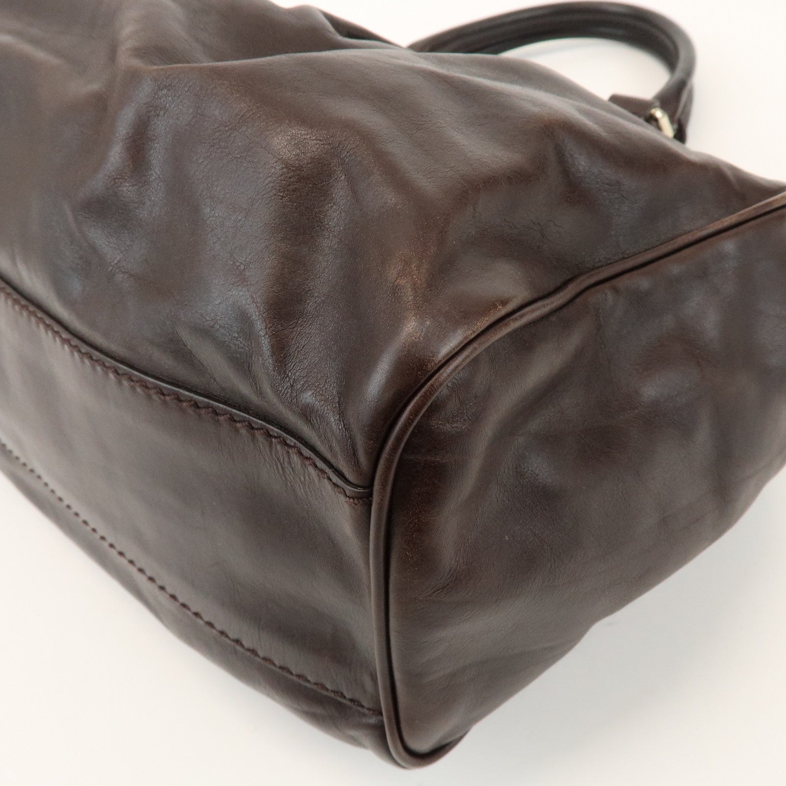 GUCCI Sukey Interlocking G Leather Tote Bag Hand Bag Brown 211944