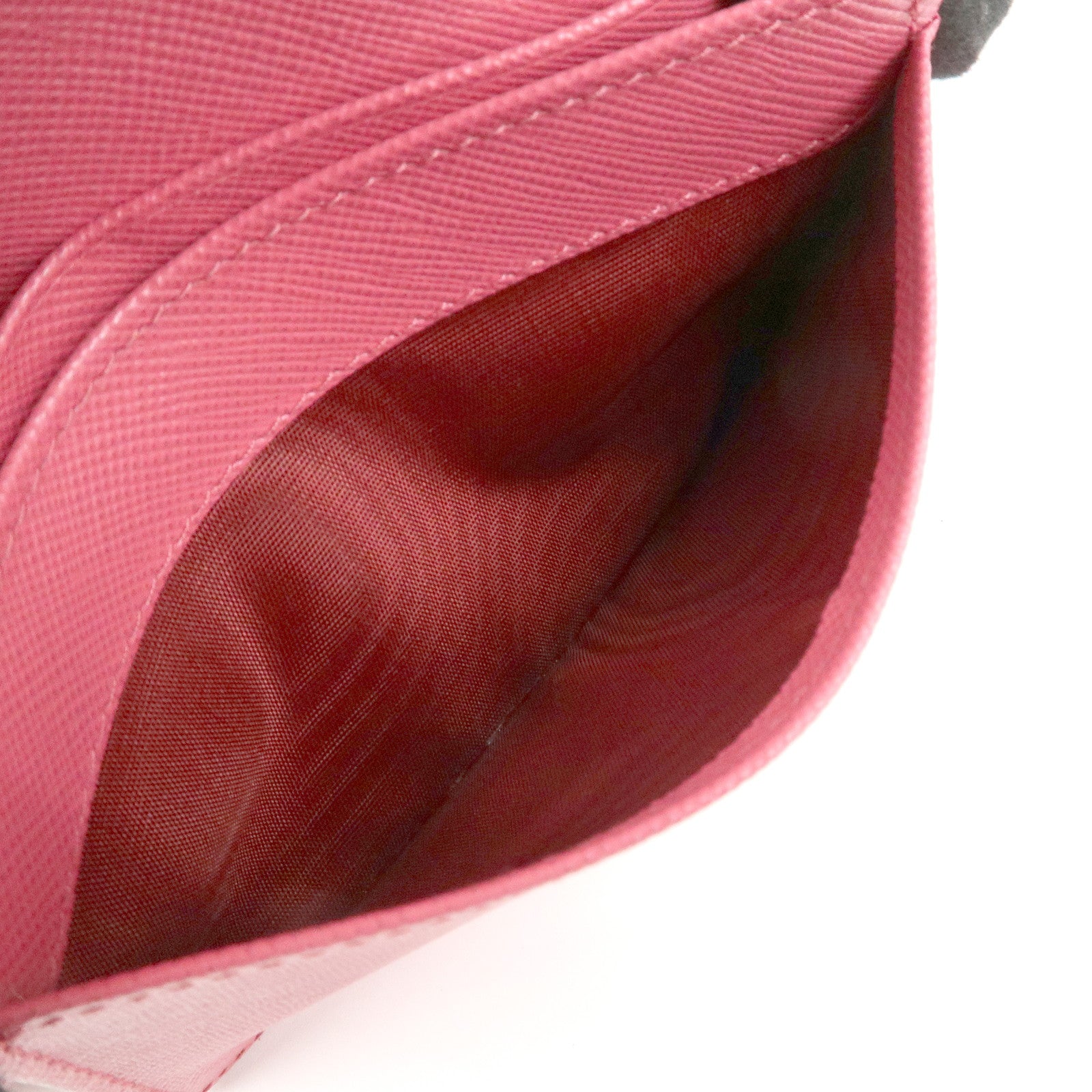 PRADA Saffiano Leather Logo Card Case Card Holder Pink 1M1439