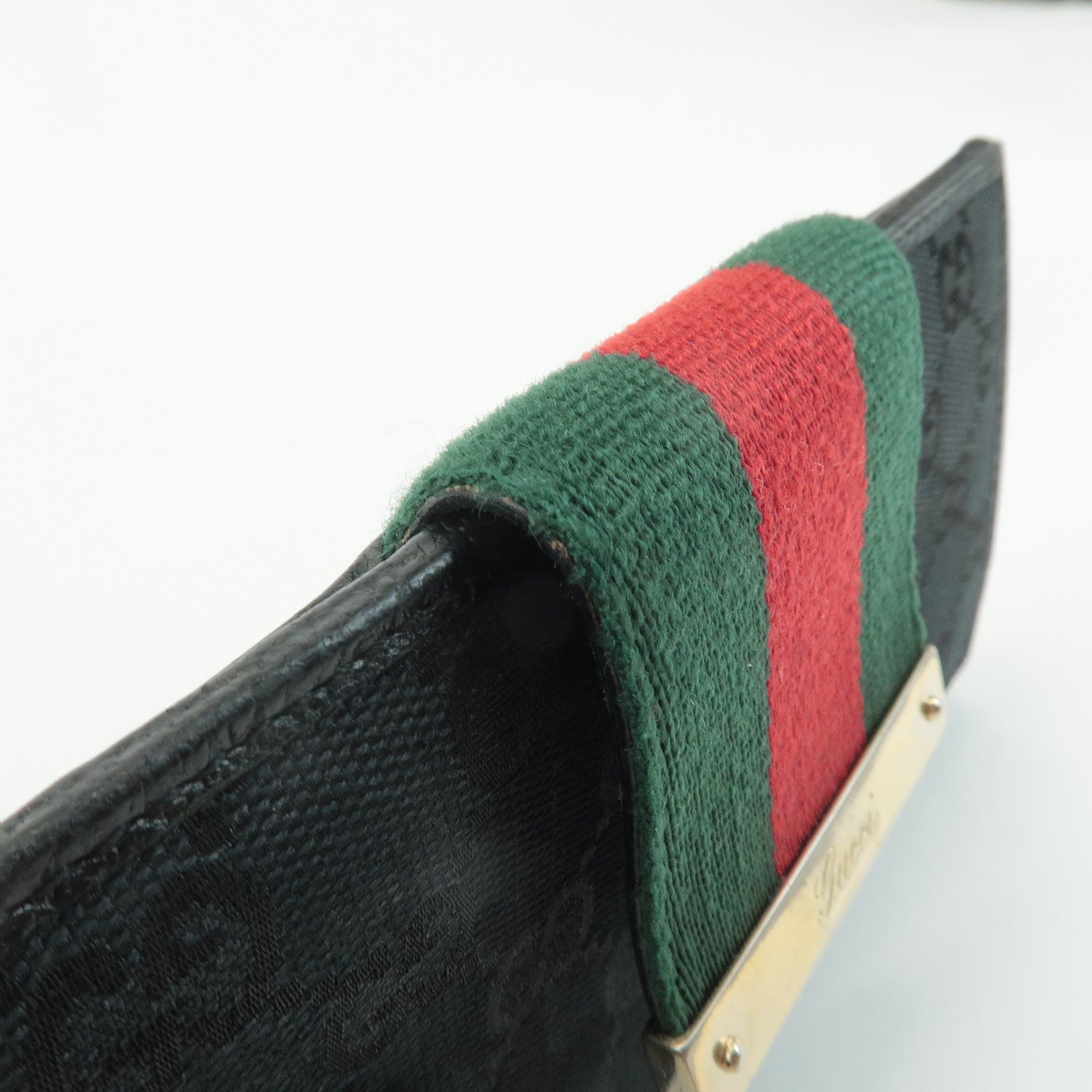 GUCCI Sherry Set of 2 GG Canvas Leather Wallet Brown Black 181672 Used