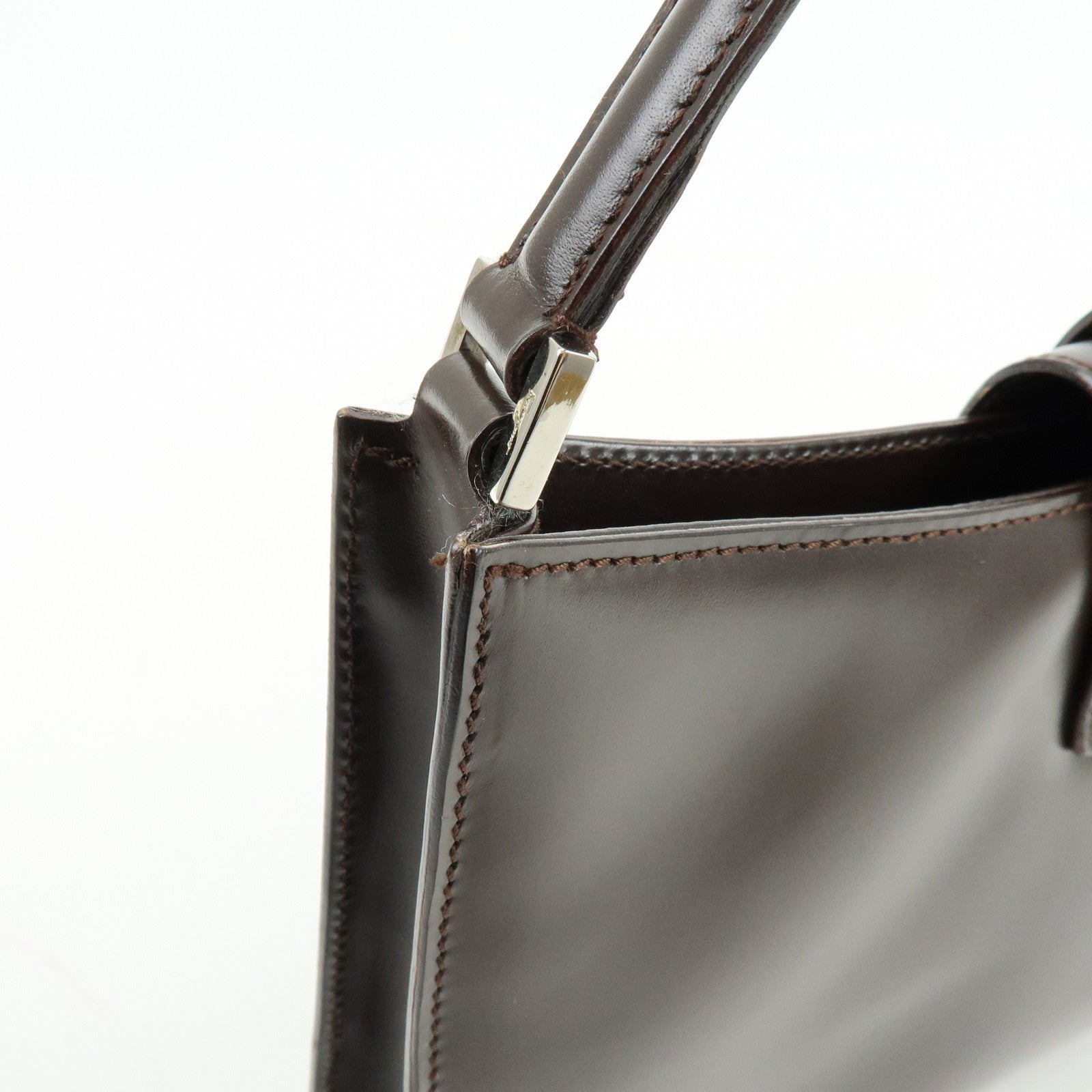 Ferragamo Vara Leather Shoulder Bag Hand Bag Brown