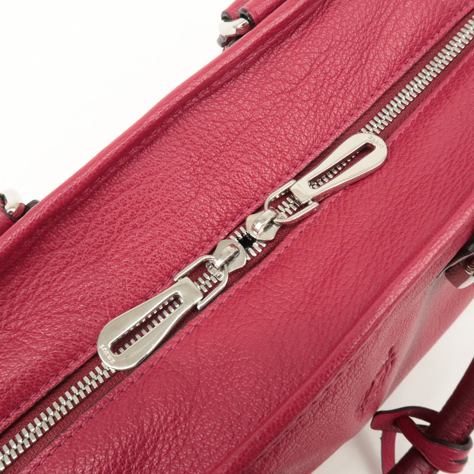 LOEWE Anagram Leather Amazona 28 Hand Bag Boston Bag Red Used