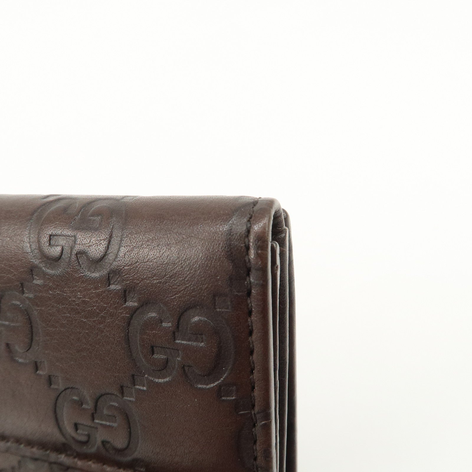 GUCCI Guccissima Leather W Hook Bi-Fold Long Wallet Brown 112715 Used