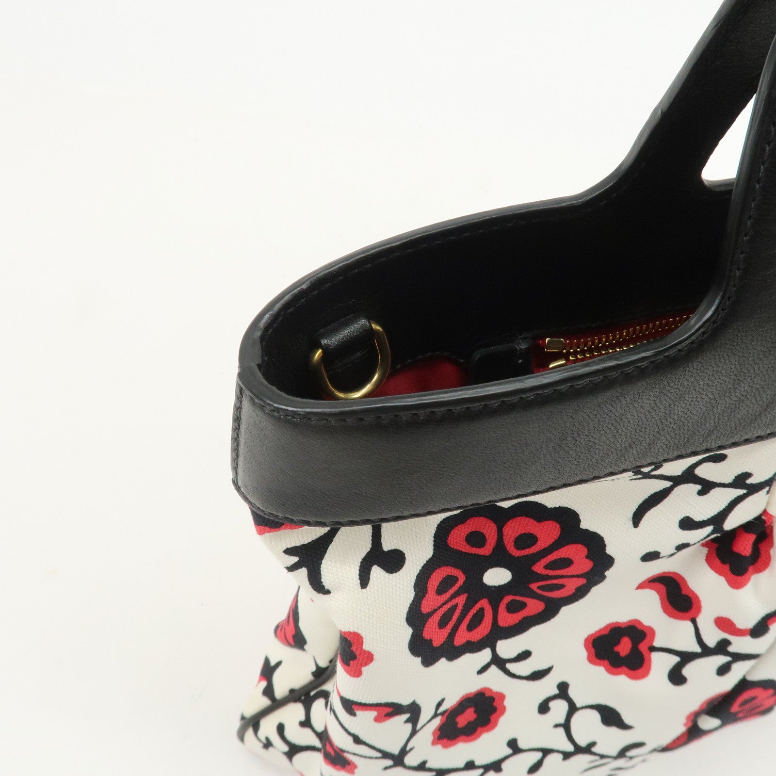 MIU MIU Flower Print 2Way Hand Bag Japan Limited White Black Red