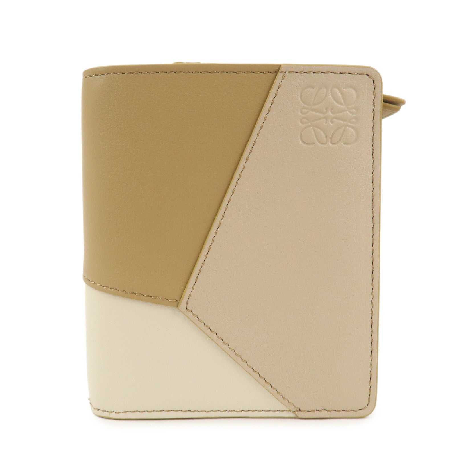 LOEWE Puzzle Leather Compact Wallet Beige