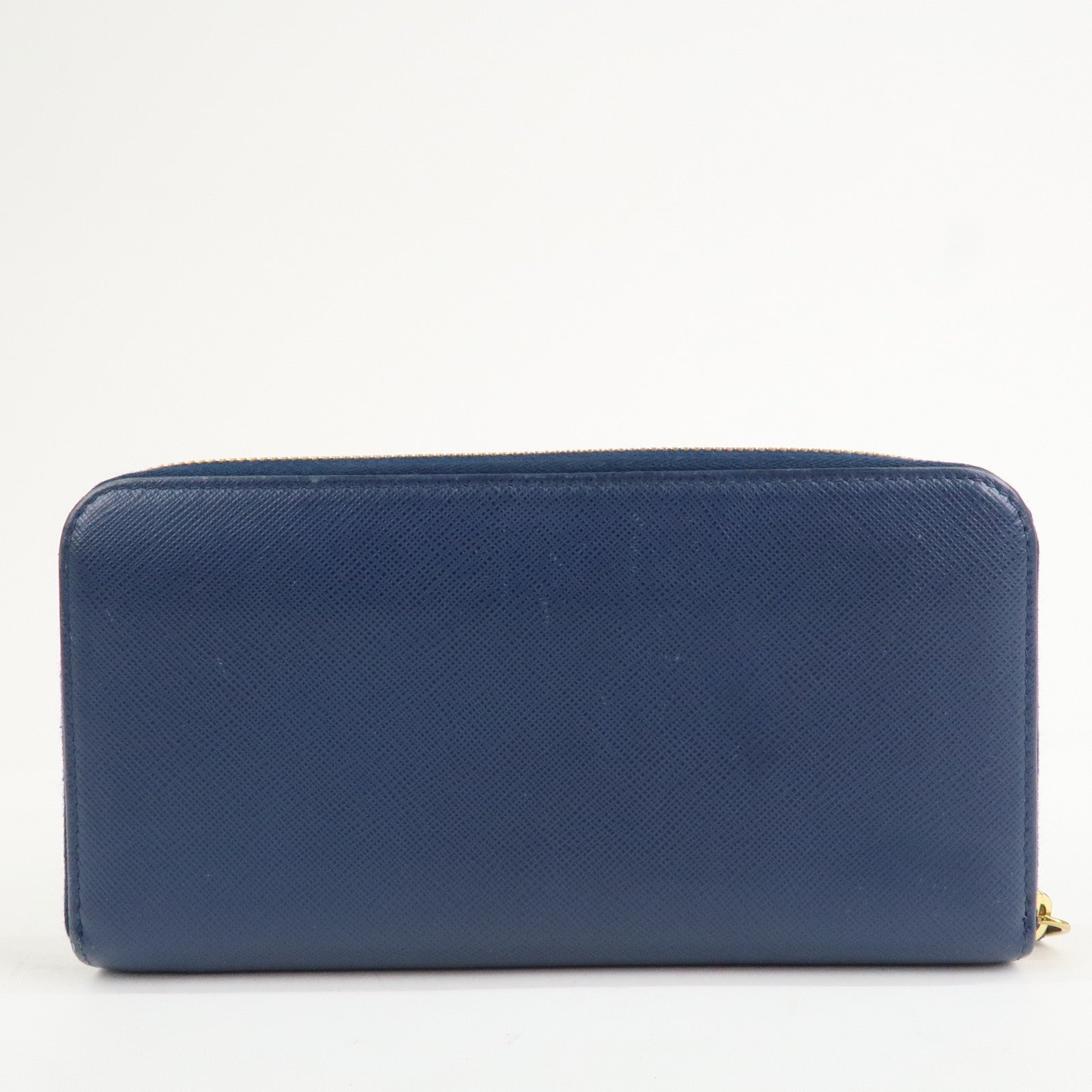PRADA Triangle Logo Saffiano Leather Zippy Long Wallet Navy 1ML506