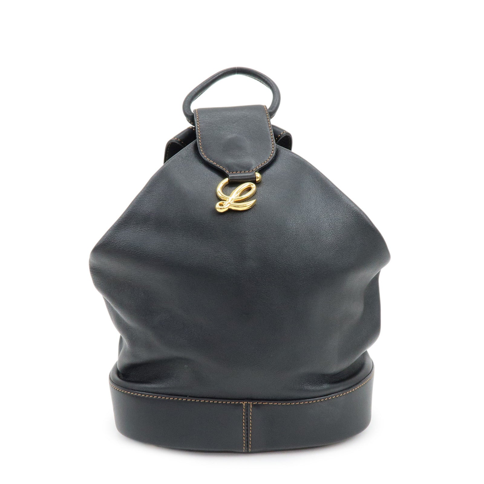 LOEWE Anton Leather Backpack Rucksuck Black