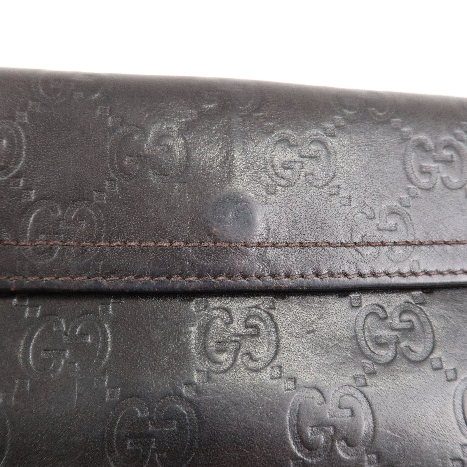 GUCCI Set of 3 Leather Long Wallet Round Zippy Wallet Bi-fold Wallet Dark Brown Pink Used