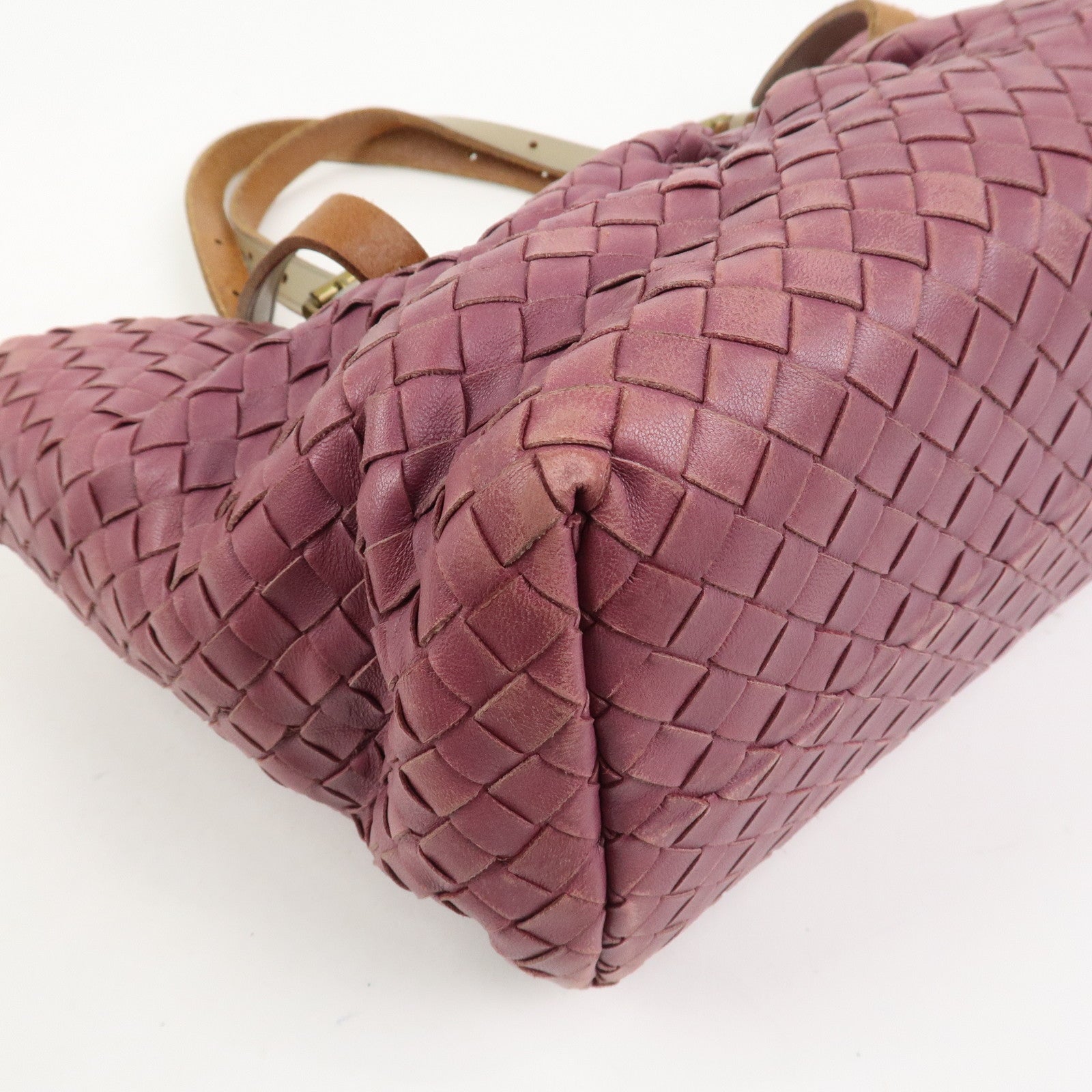 BOTTEGA VENETA Intrecciato Leather Tote Bag Hand Bag Purple