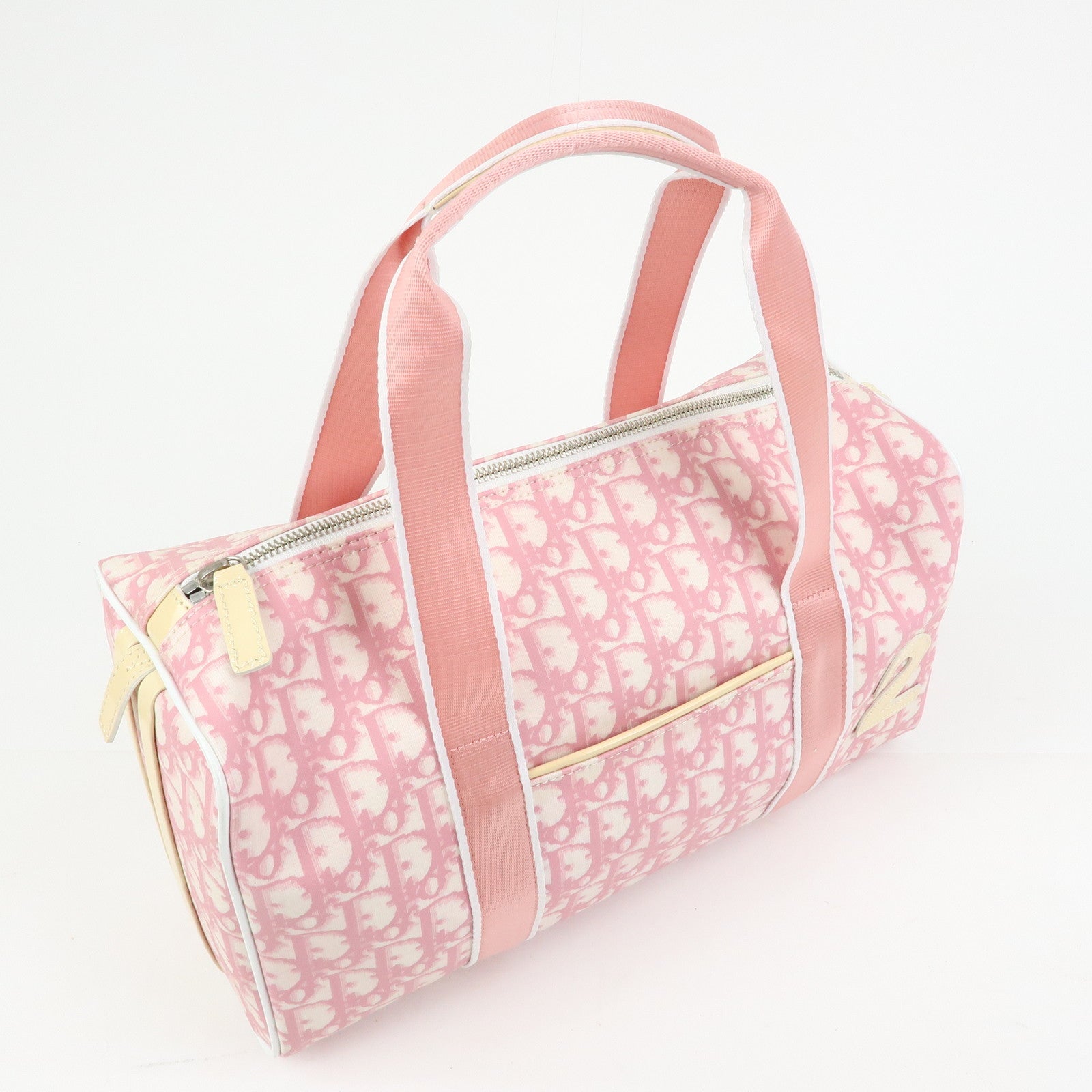 Christian Dior Trotter PVC Patent Leather Boston Bag Hand Bag Pink
